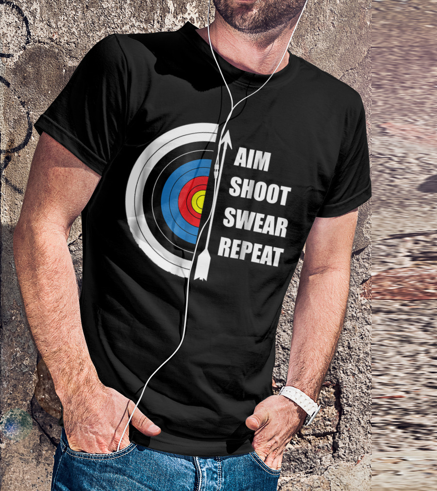 Archery Aim Shoot Swear Repeat Target Arrow T-Shirt