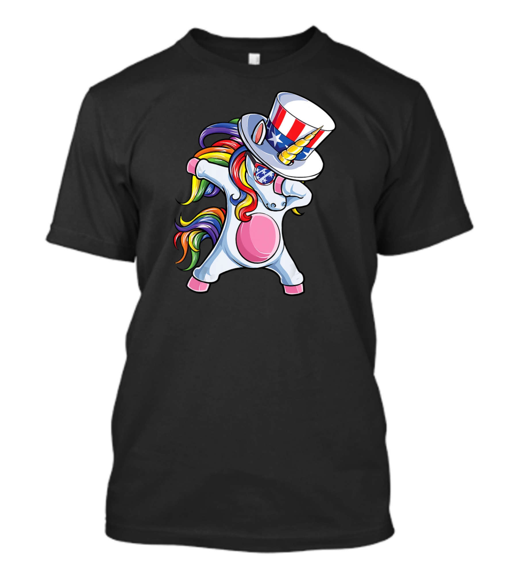 Dabbing Unicorn Wearing Uncle Sam American Flag Hat For 4th Of July T-Shirt