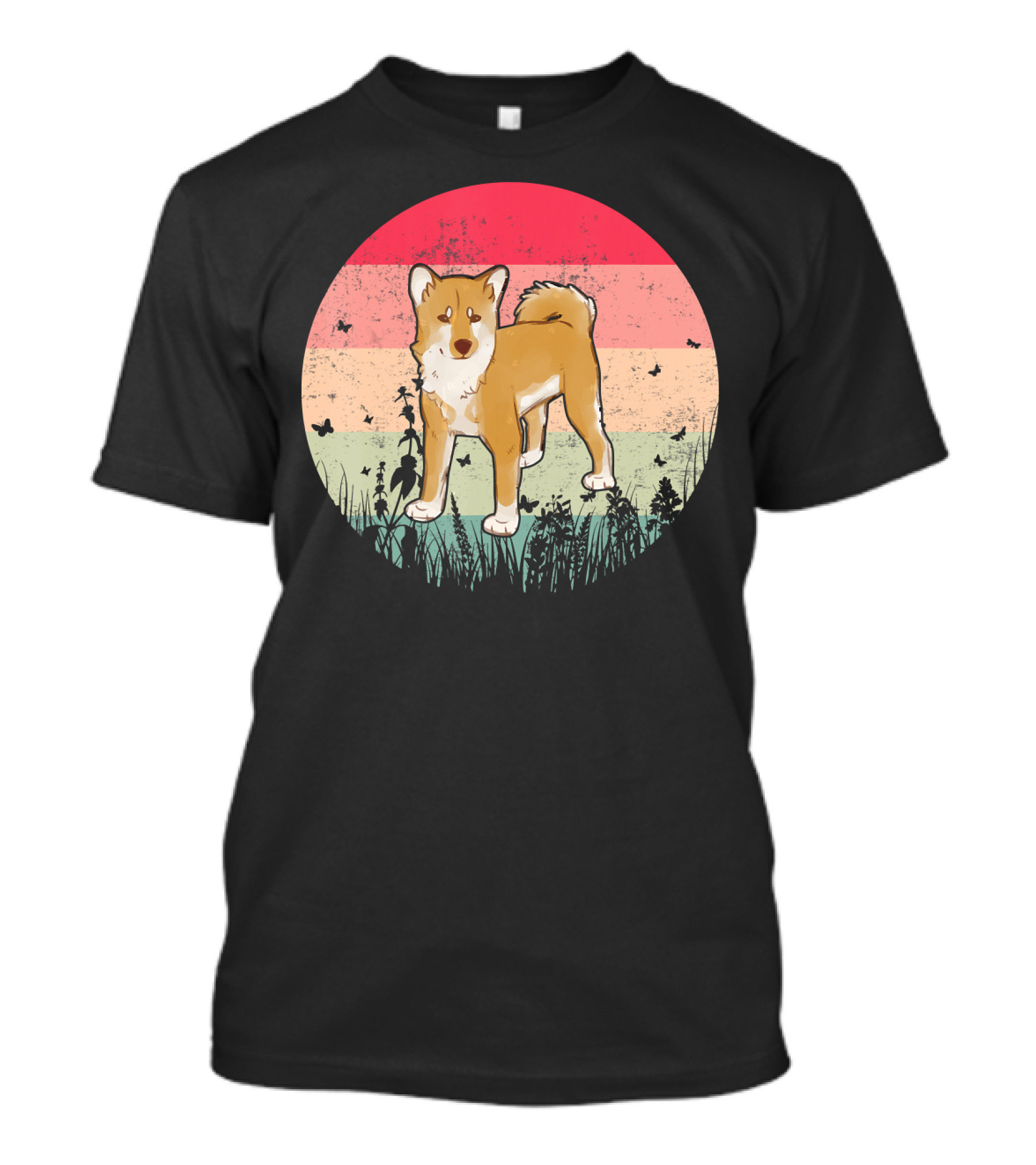 Akita Inu Retro Style With Colorful T-Shirt