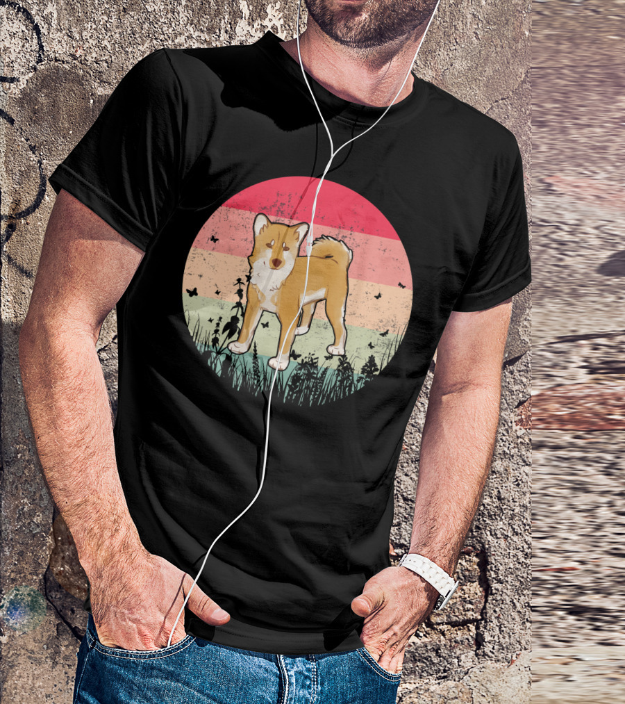 Akita Inu Retro Style With Colorful T-Shirt