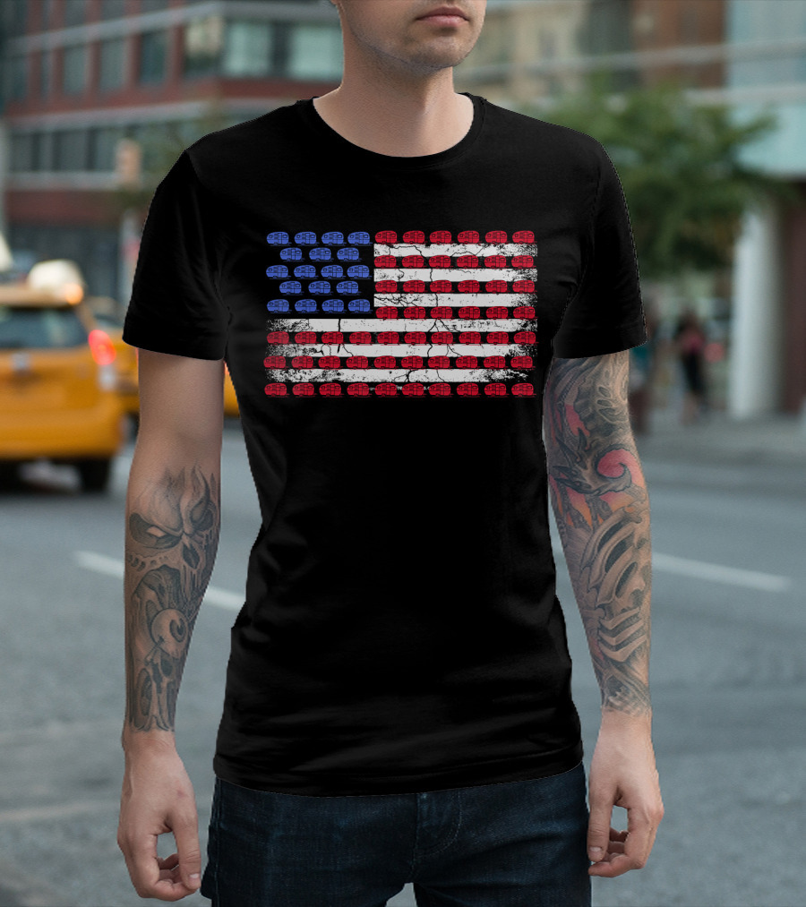 American Flag RV Camper Patriotic Camping US Flag Camper Vans T-Shirt