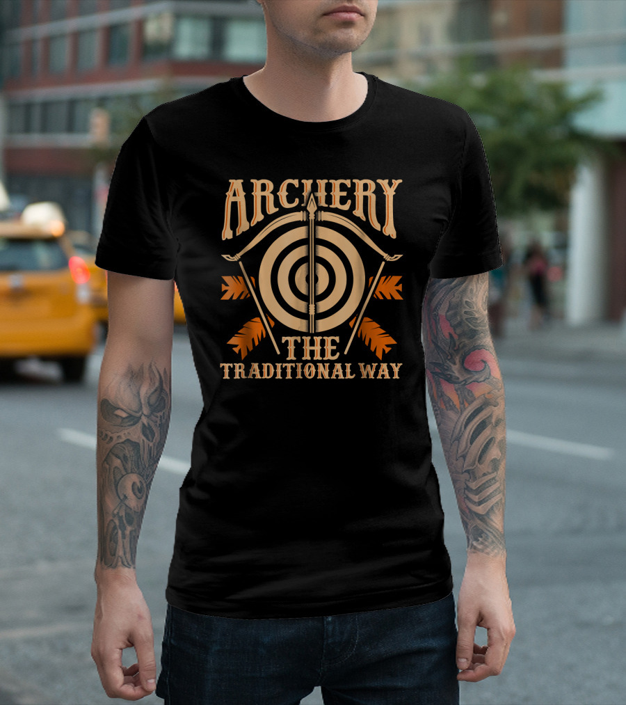 Archery The Traditional Way Target and Bow Arrows T-Shirt