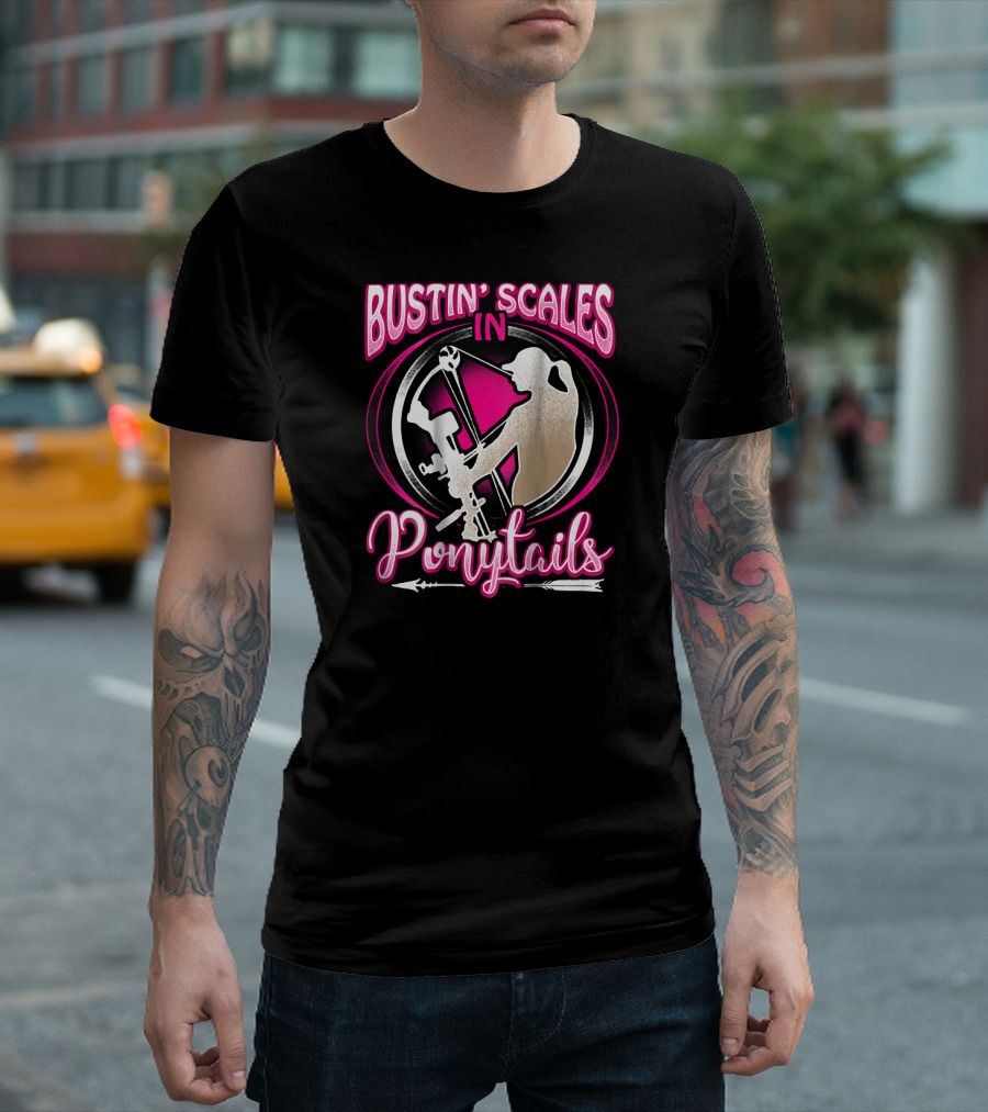Bustin Scales in Ponytails Bowfishing T-Shirt
