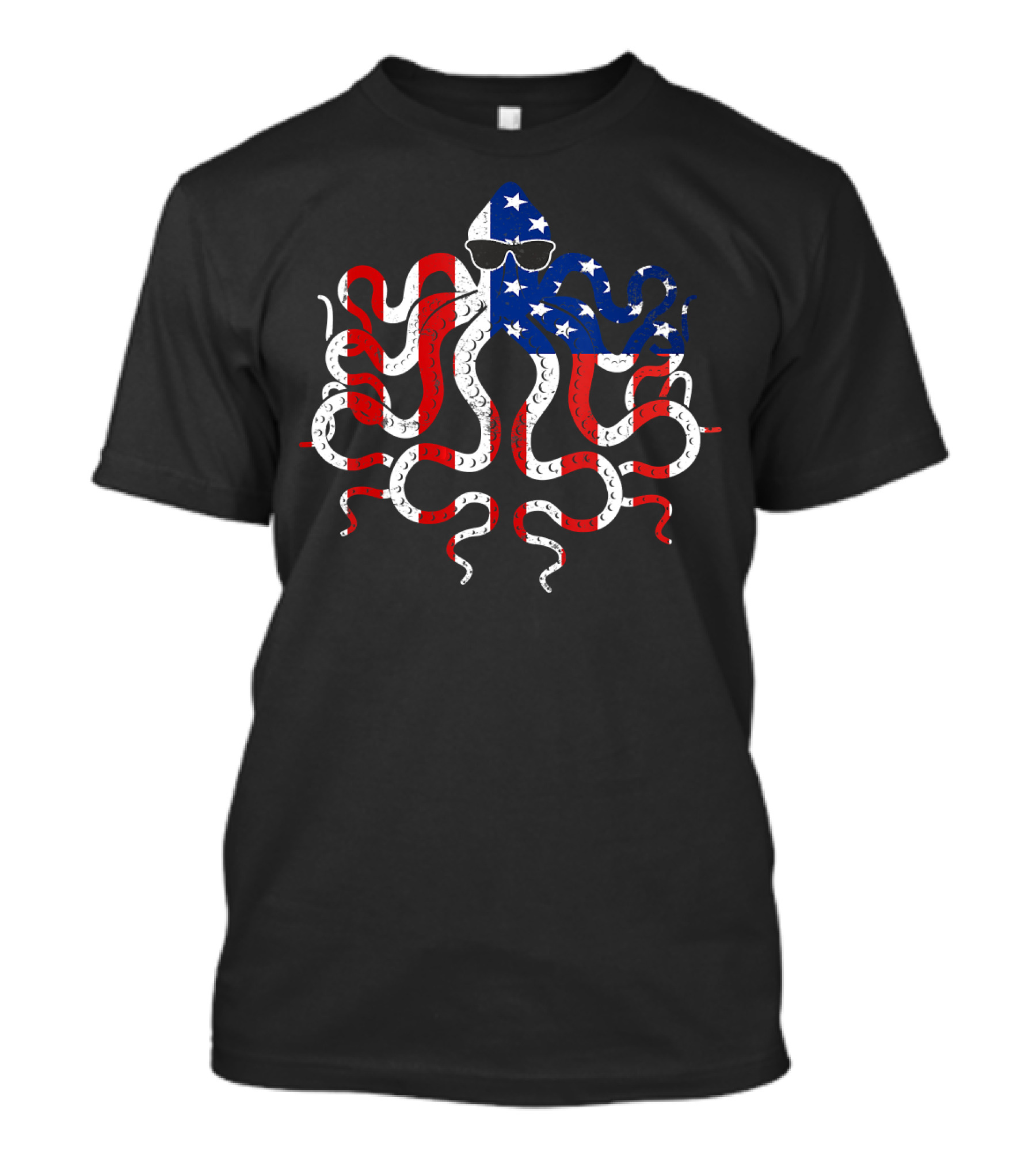Funny American Flag Octopus With Sunglasses 4th Of July Love T-Shirt