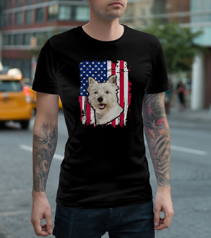 Westie American Flag 4th of July T-Shirt