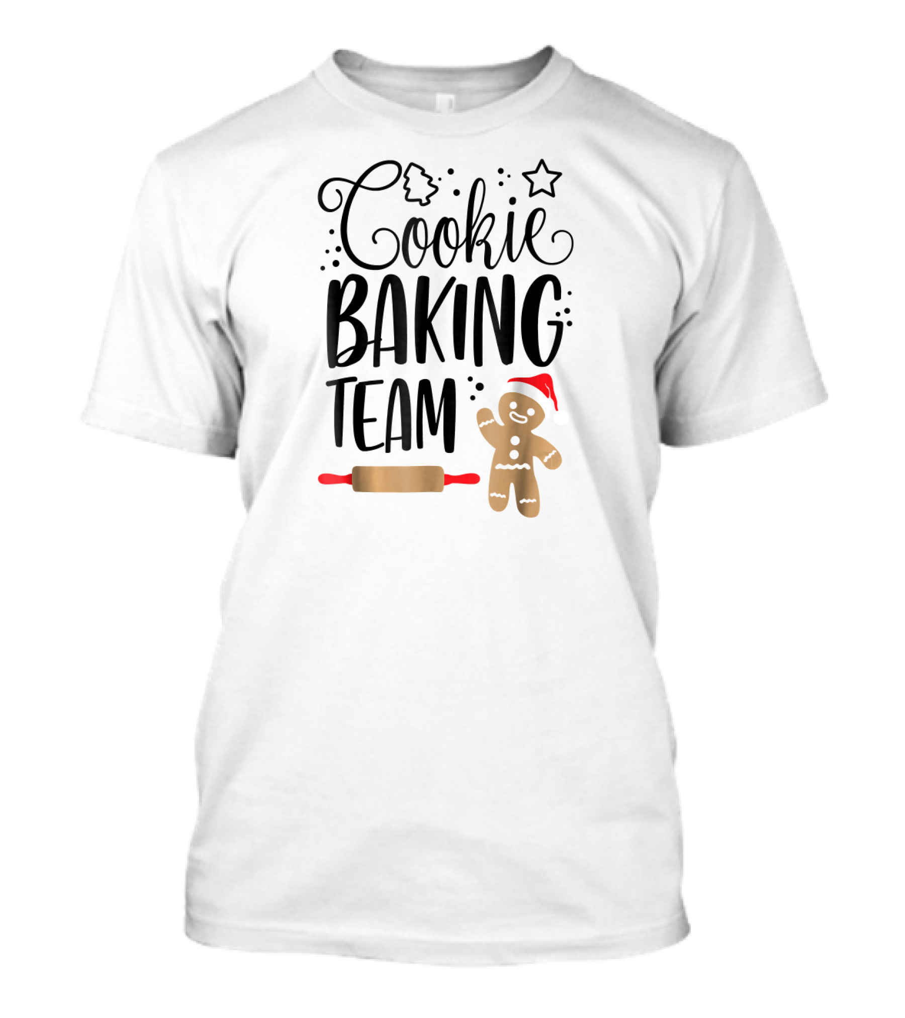 Cookie Baking Team Gingerbread Santa Hat Christmas Rolling Pin T-Shirt