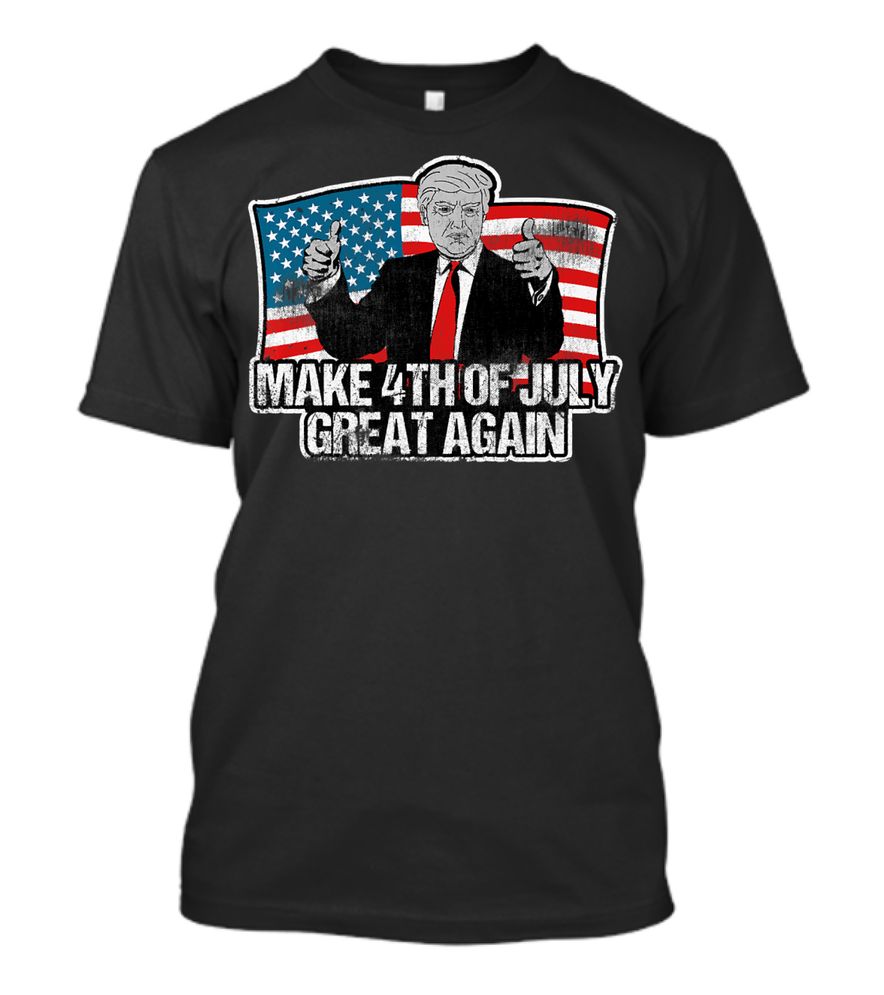 Make 4th Of July Great Again Trump American Flag Thumbs Up T-Shirt