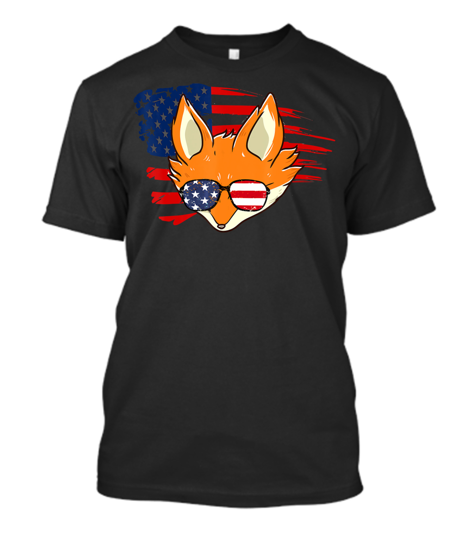Patriotic Fox 4th Of July Sunglasses USA Flag T-Shirt