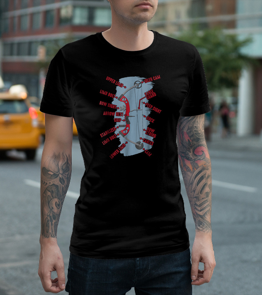 Compound Bow Anatomy Diagram: Archery Hunting Game Parts Explained T-Shirt