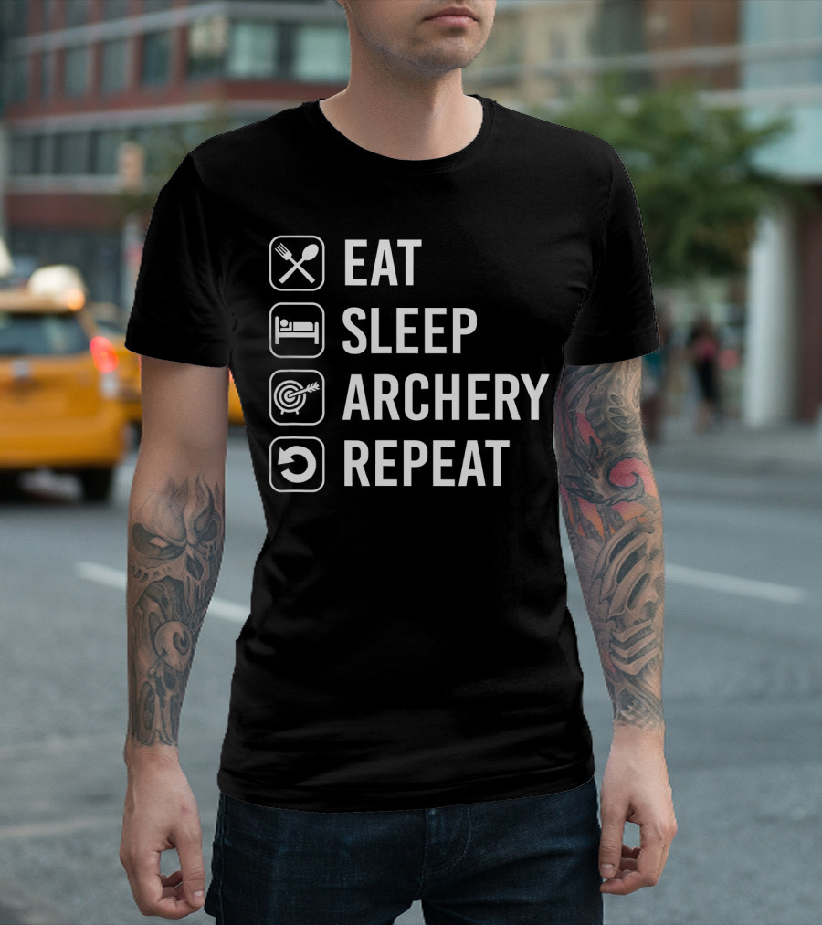 Eat Sleep Archery Repeat Bow Hunting Gear T-Shirt