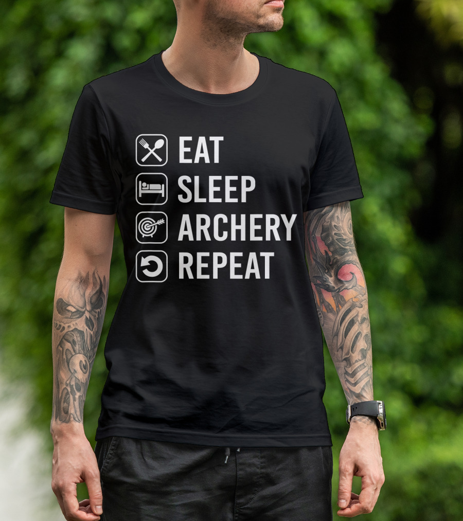 Eat Sleep Archery Repeat Bow Hunting Gear T-Shirt