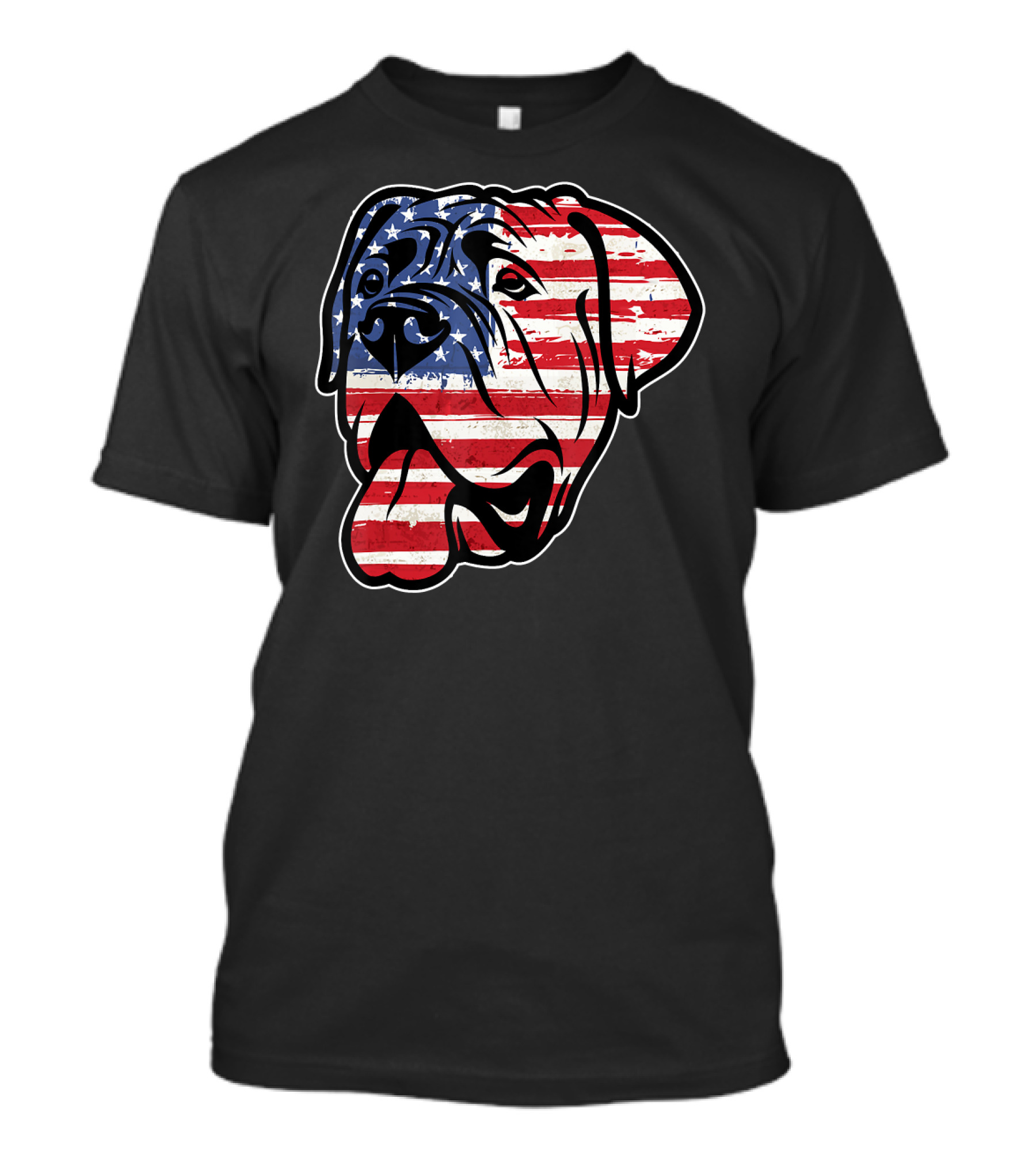 Funny English Mastiff Dog With American Flag T-Shirt