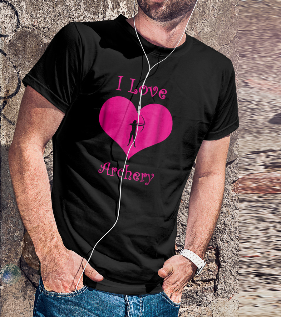 Girly I Love Archery Pink Heart T-Shirt