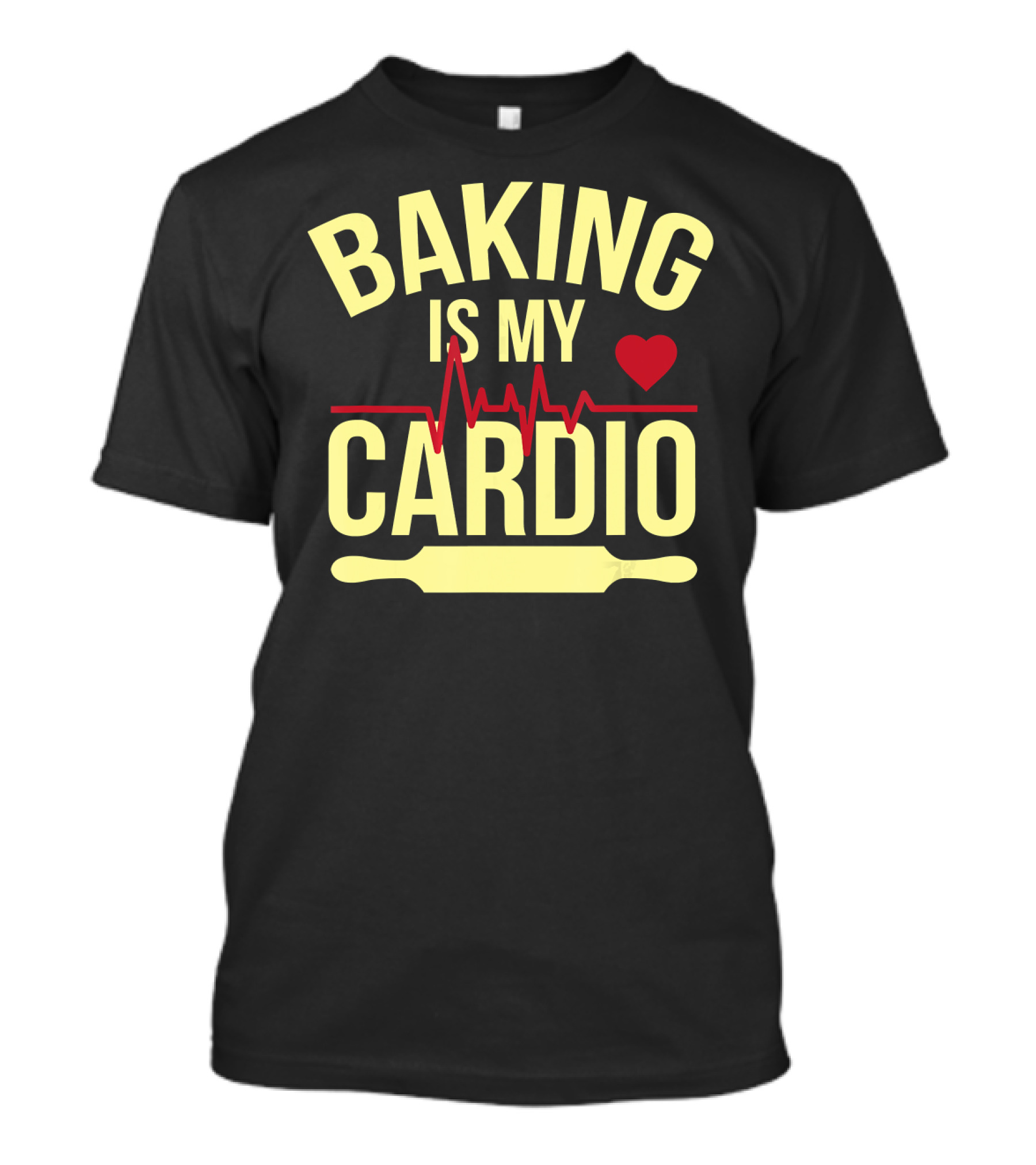 Baking Is My Cardio Heartbeat Rolling Pin Funny Baking T-Shirt