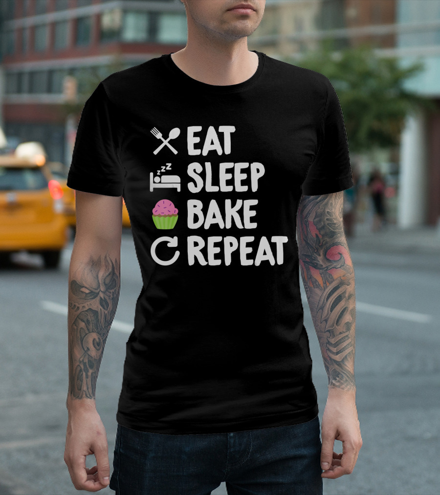 Eat Sleep Bake Repeat Cupcake Icons T-Shirt