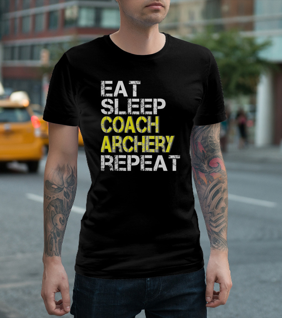 Eat Sleep Coach Archery Repeat Funny Coach Tshirt T-Shirt