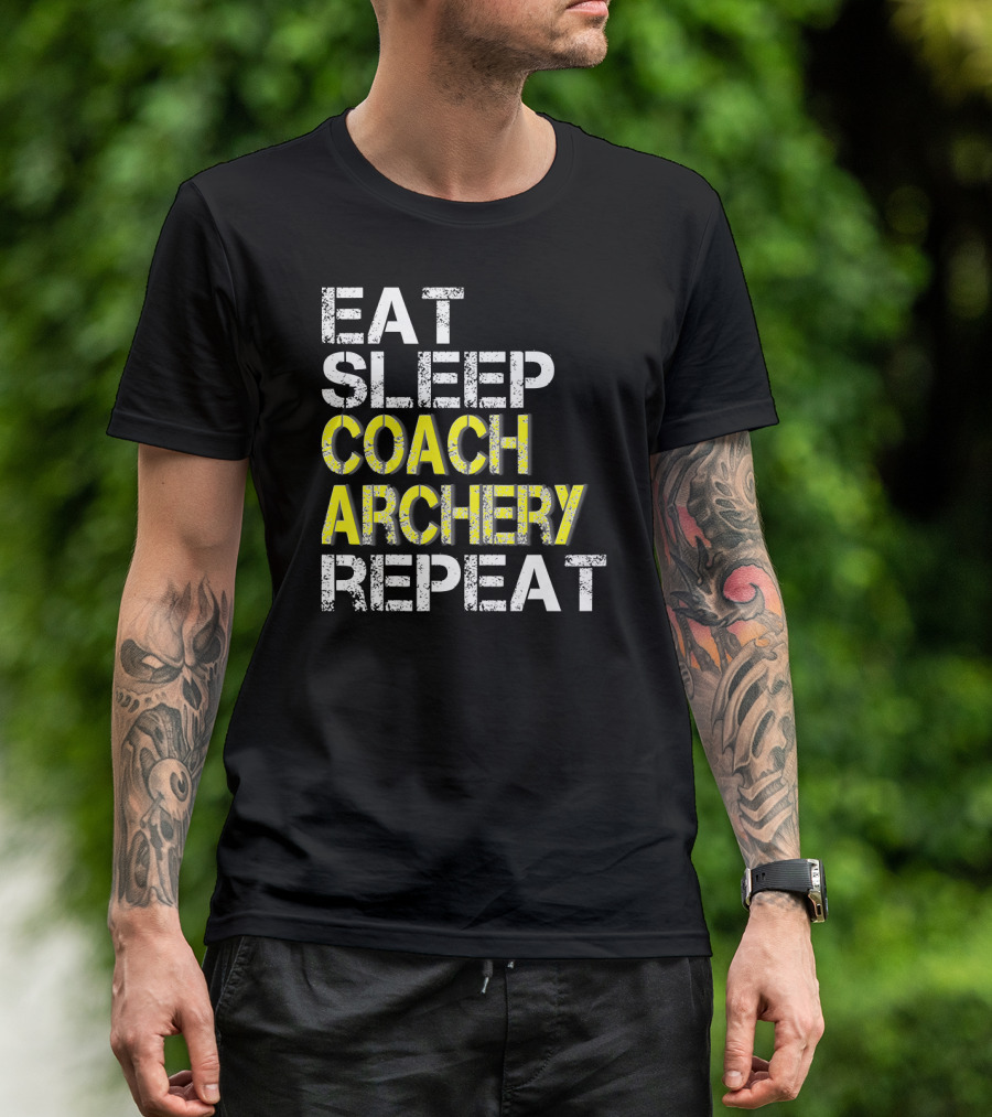 Eat Sleep Coach Archery Repeat Funny Coach Tshirt T-Shirt