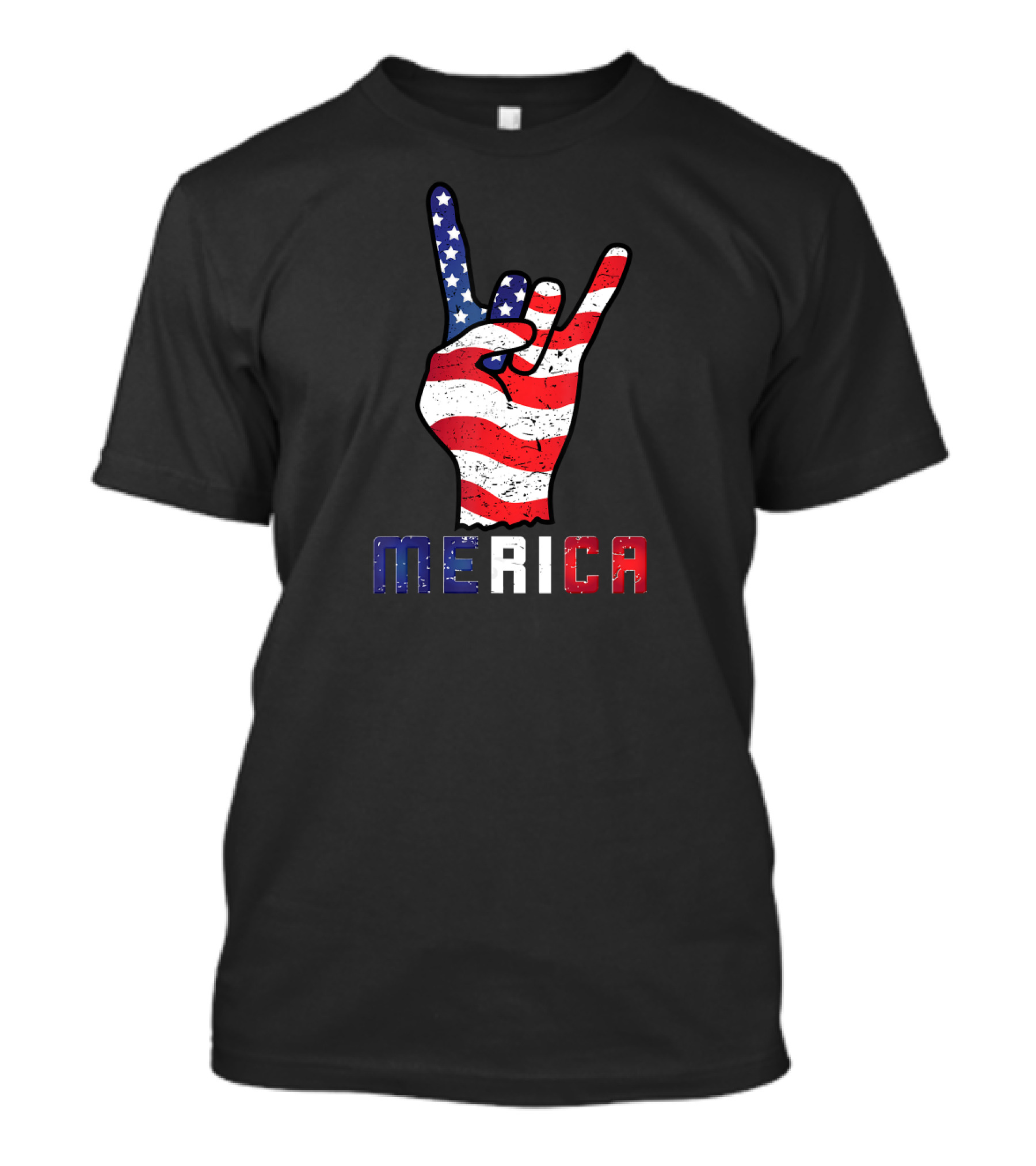 Merica Rocks USA Flag 4th Of July Outfit Me Hand Gesture T-Shirt