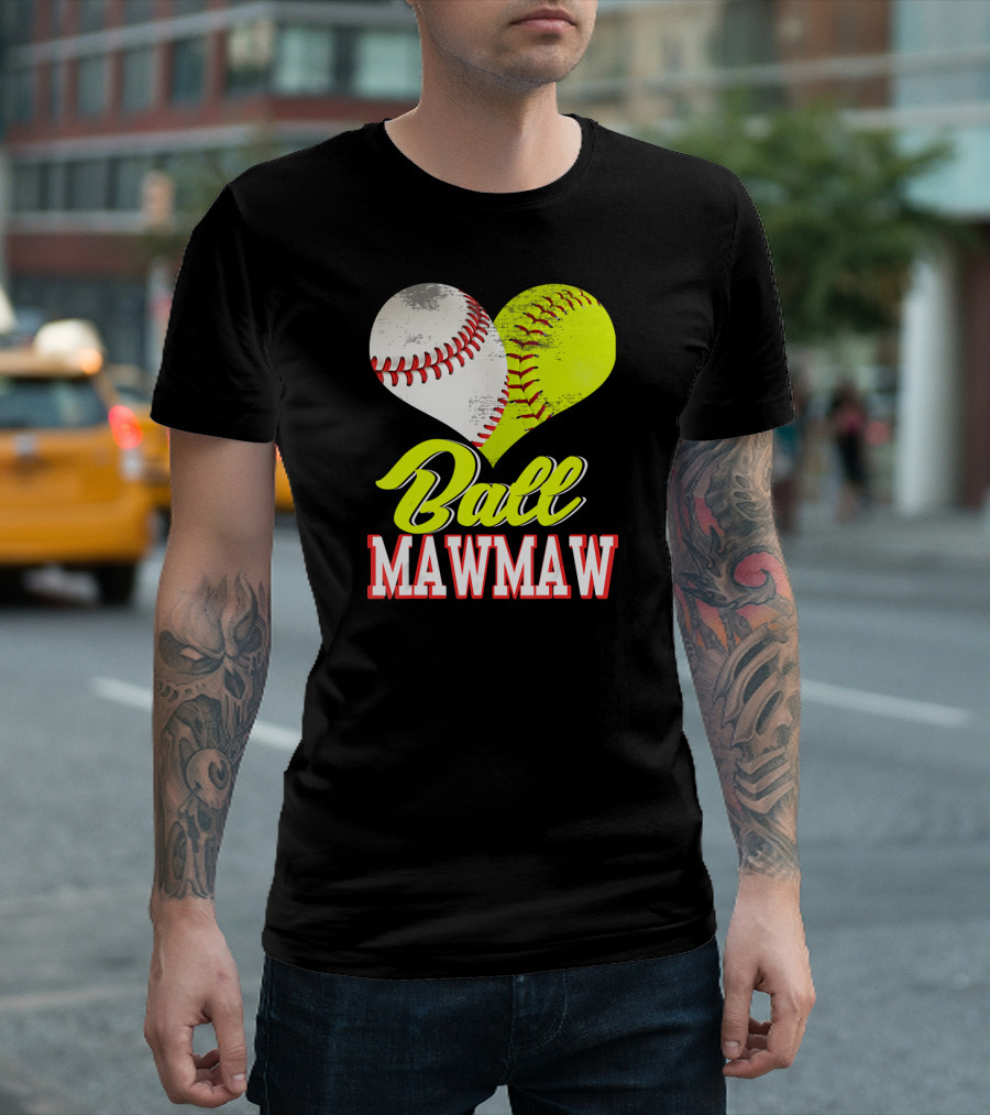 Ball Mawmaw Heart Softball Baseball T-Shirt