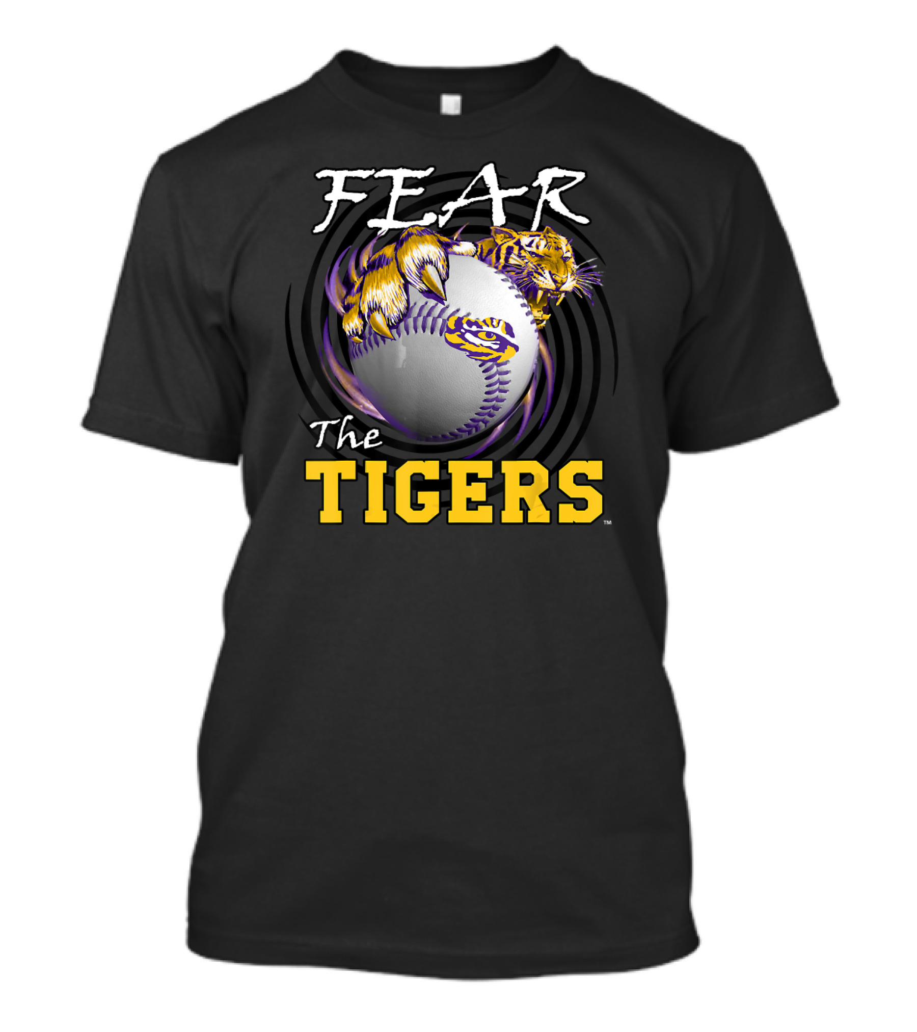 Fear The Tigers LSU Baseball Tigers Claws And Ball T-Shirt
