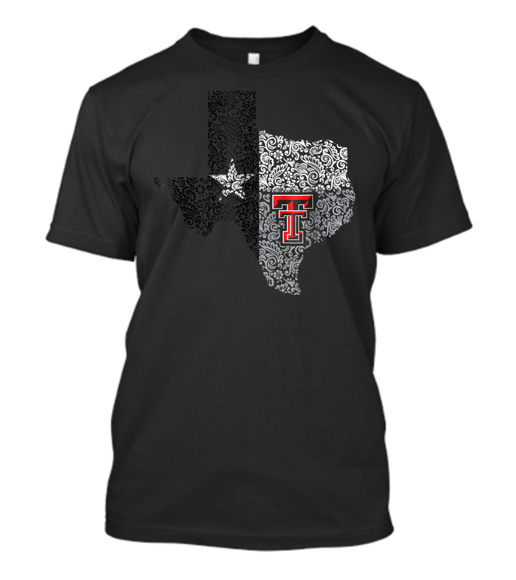Texas Tech Red Raiders Paisley State Map With Lone Star And TTU T-Shirt