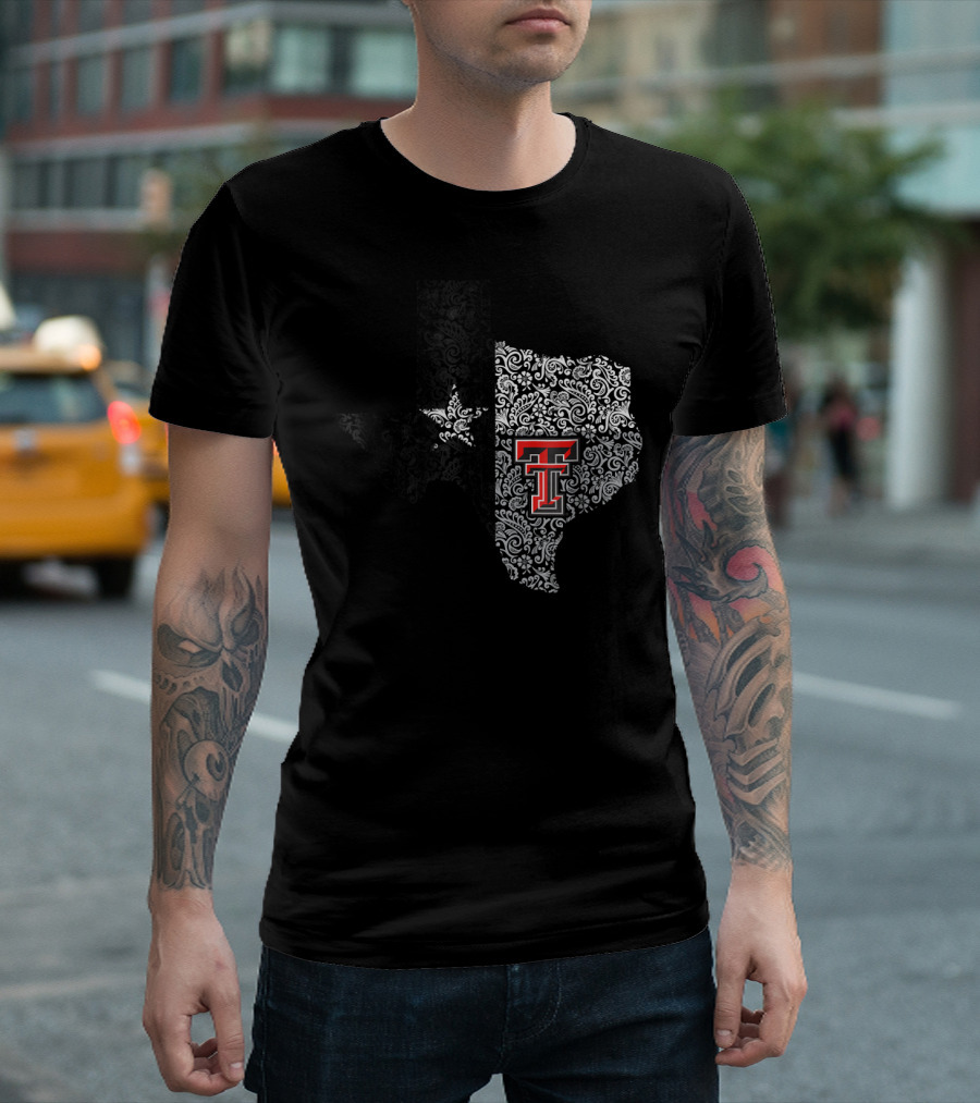 Texas Tech Red Raiders Paisley State Map With Lone Star And TTU T-Shirt