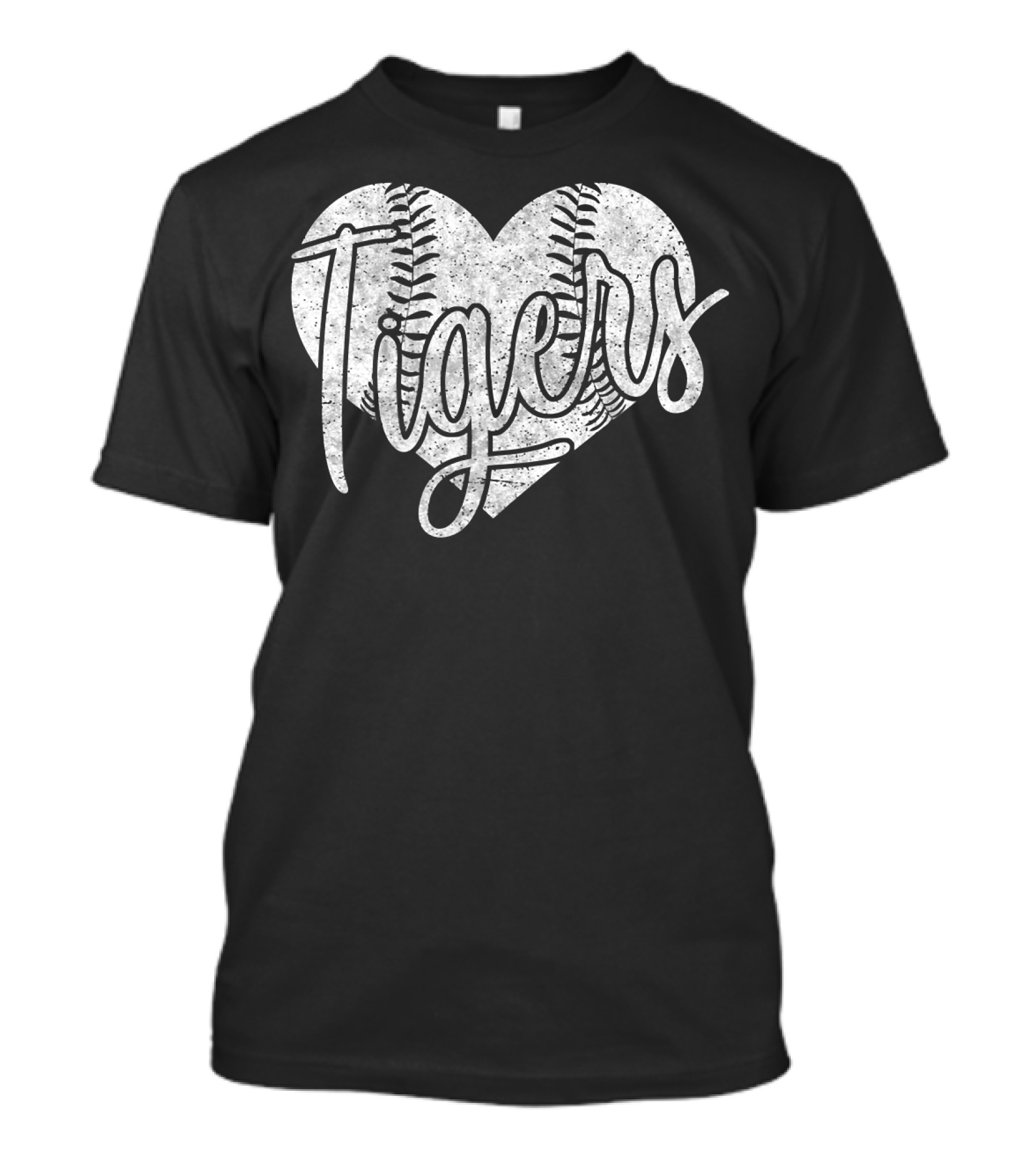 Tigers Heart Baseball Softball High School Stitching T-Shirt