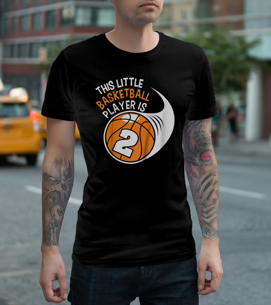 This Little Basketball Player is 2 Kids 2nd Birthday Boys Basketball T-Shirt