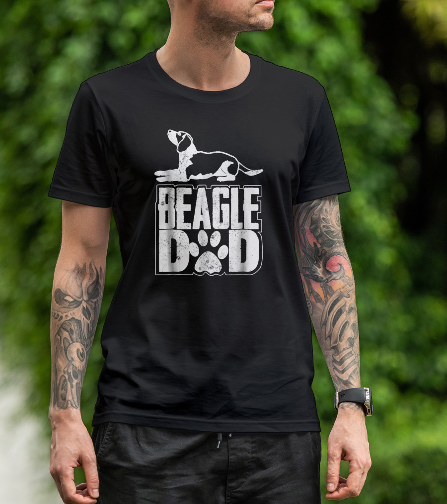 Beagle Dad Funny Dog Beagle Paw T-Shirt