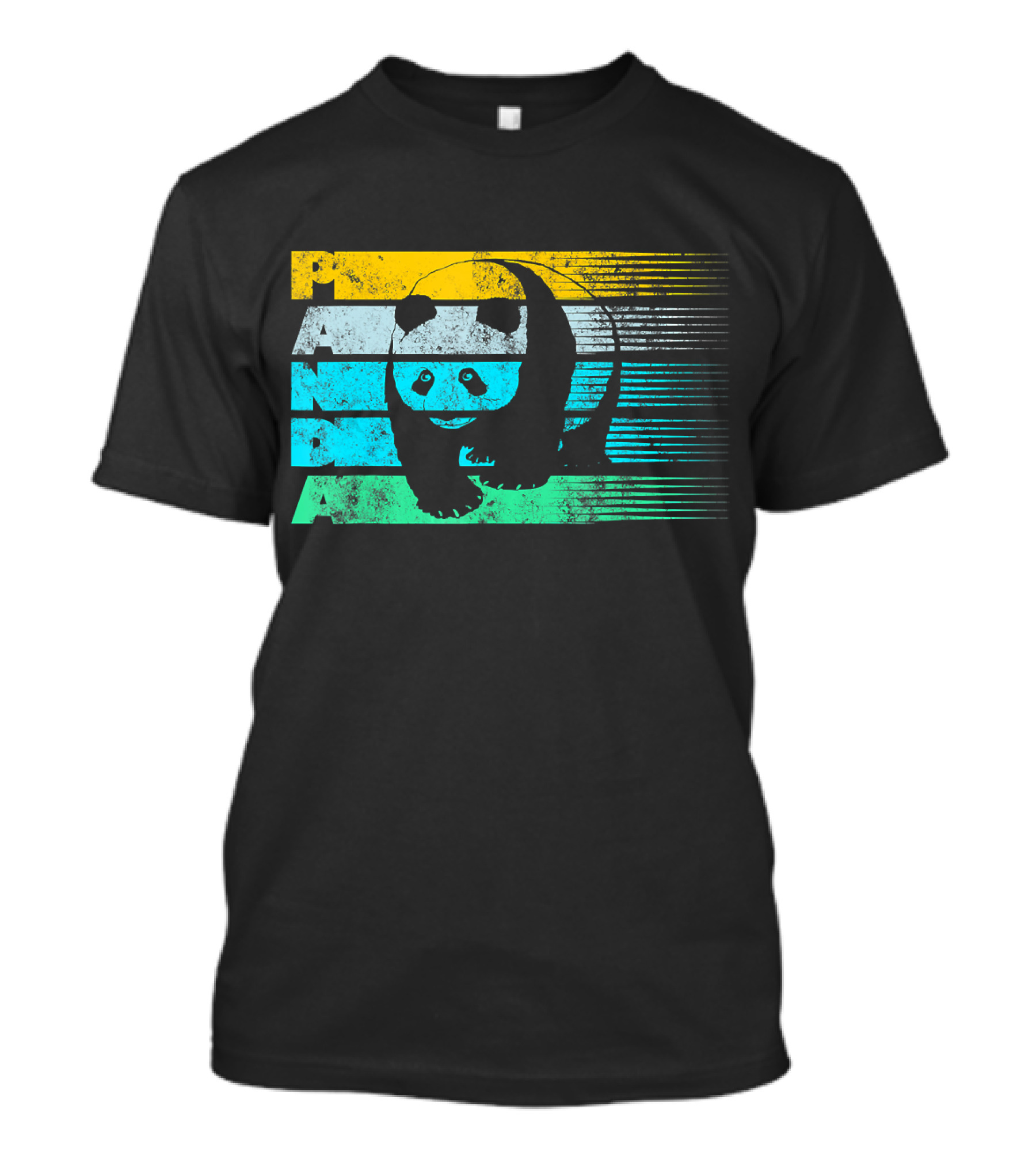 Cool Panda Bear Vintage Striped Panda T-Shirt