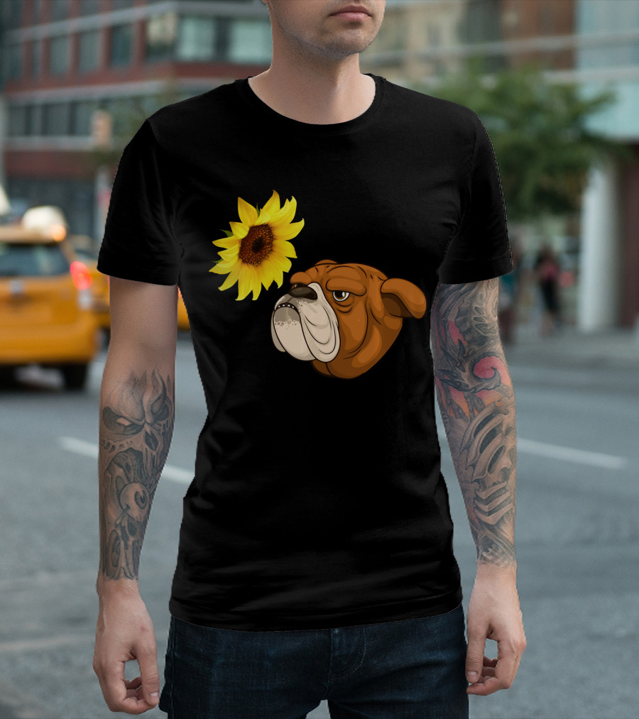 Sunflower Bulldog Hippie Girls English T-Shirt