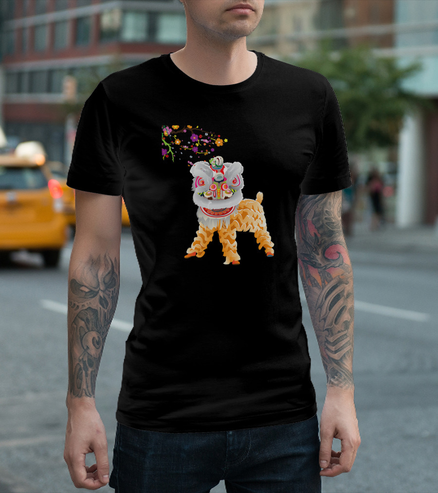 Beautiful Chinese Lion Dance Outfit with Floral Accents Co T-Shirt