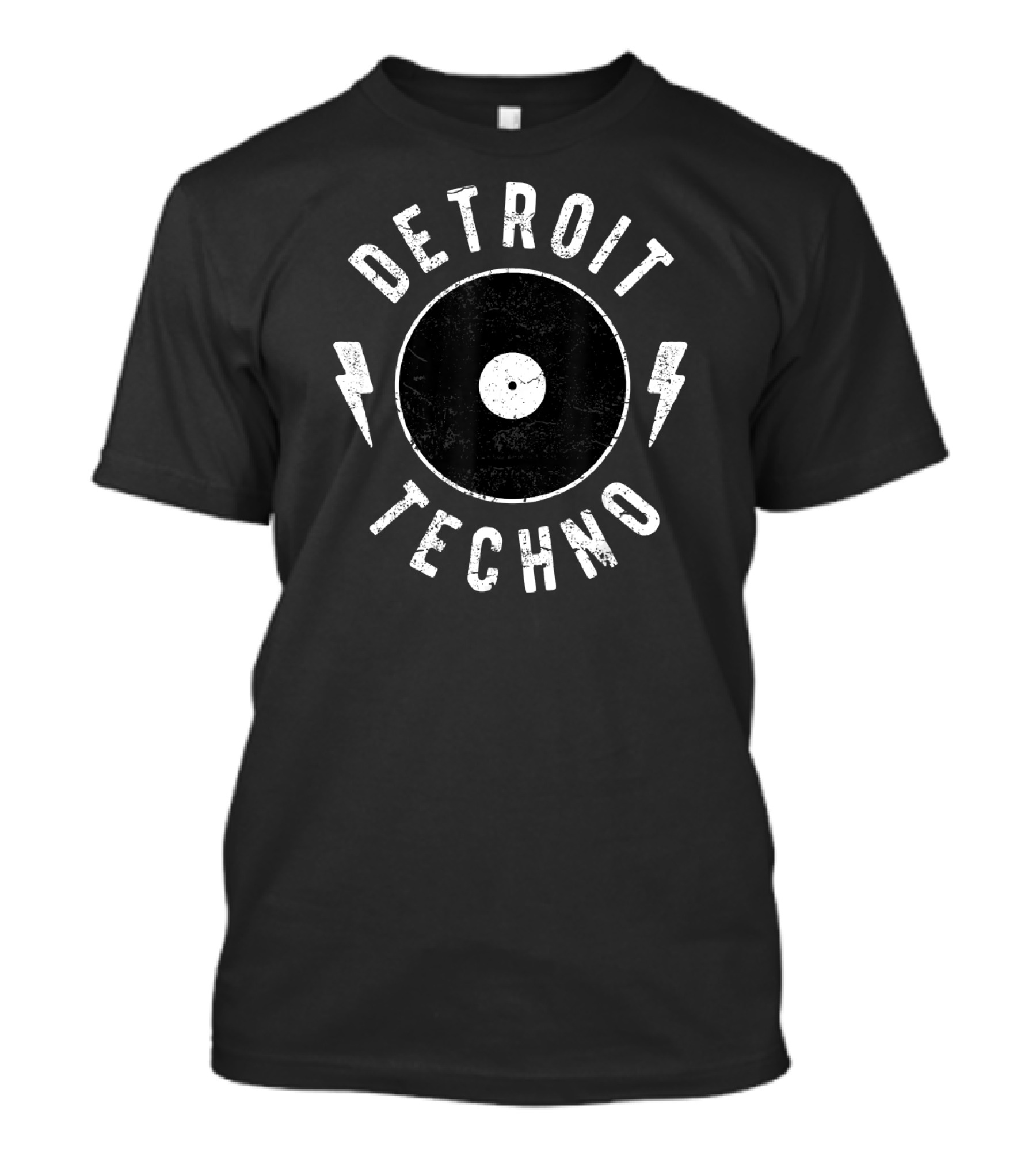 Detroit Techno Vinyl Record Lightning Bolt Classic EDM Dance Music T-Shirt