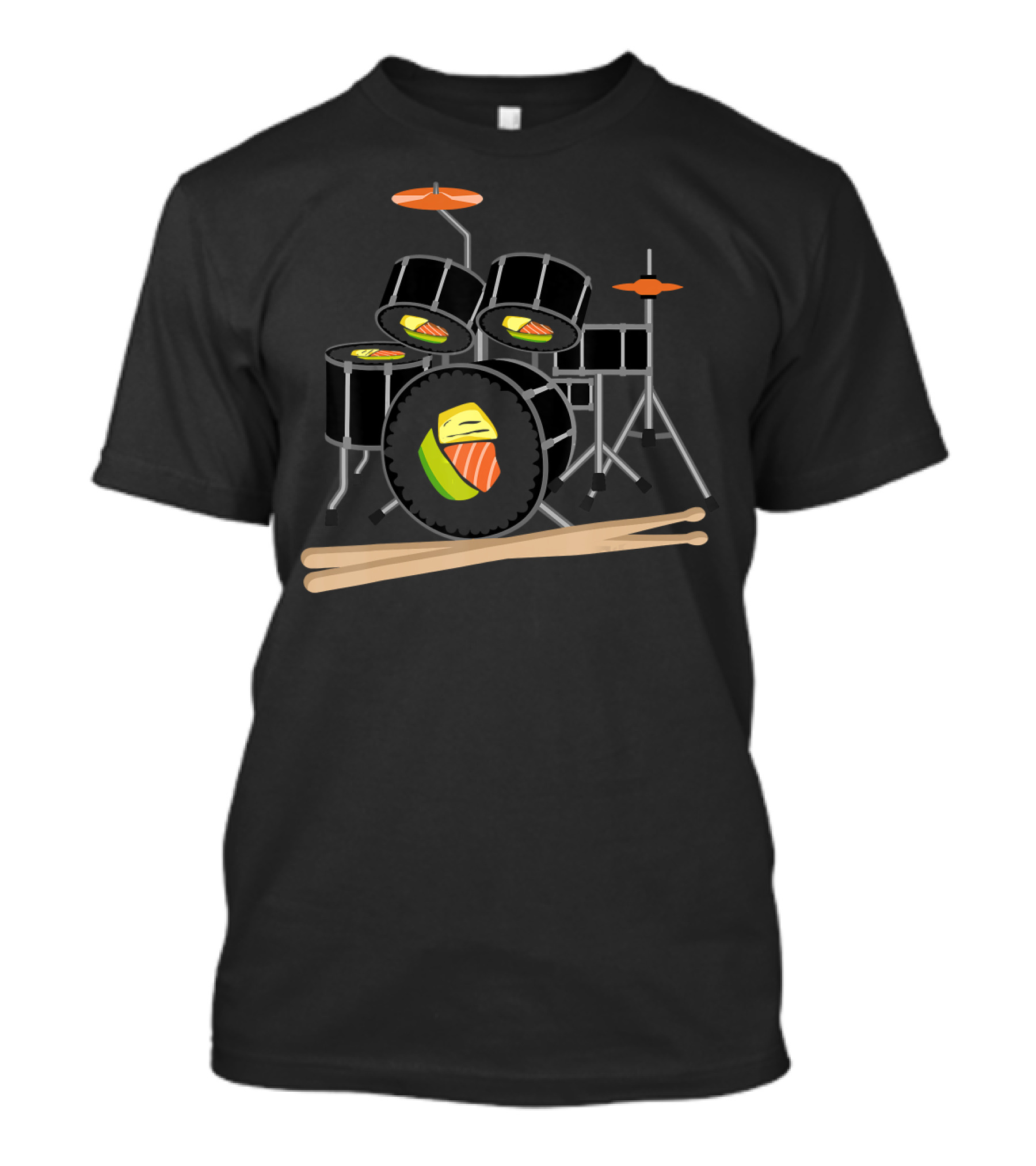 Drum Sushi Music Instrument With Sushi Roll Drums And Drumsticks T-Shirt