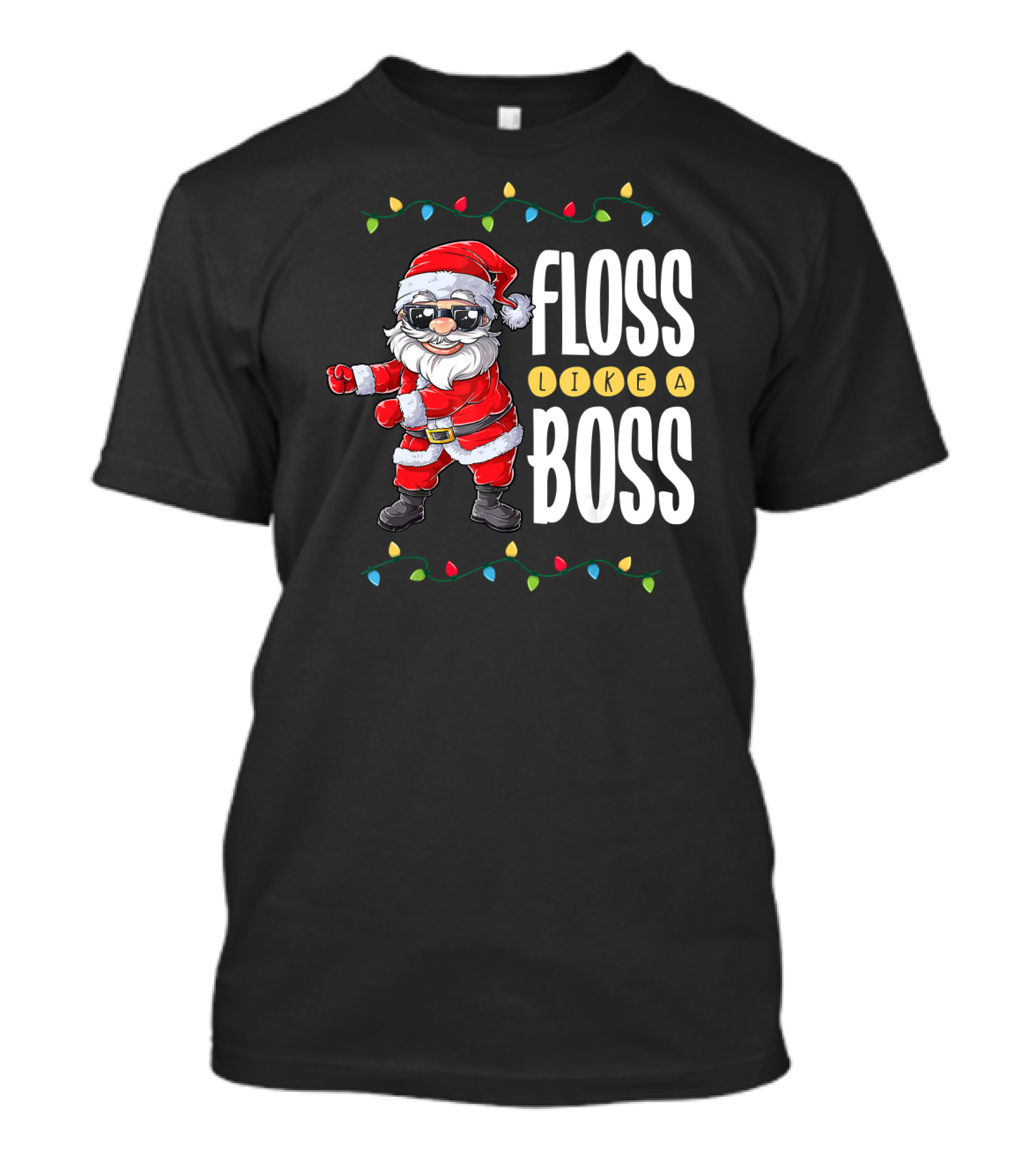 Floss Like A Boss Santa Christmas Lights T-Shirt