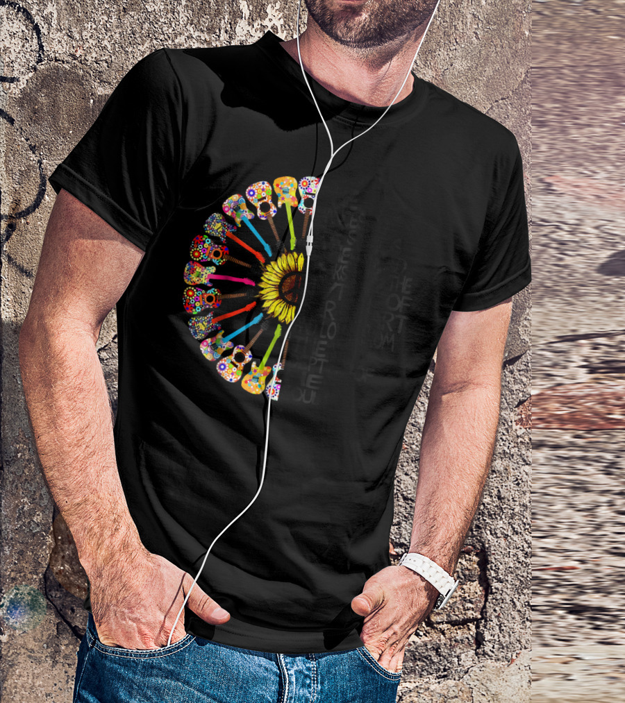 She Dances To The Songs In Her Head Speaks With The Rhythm Of Her Heart And Loves From The Depths Of Her Soul Sunflower Guitars T-Shirt