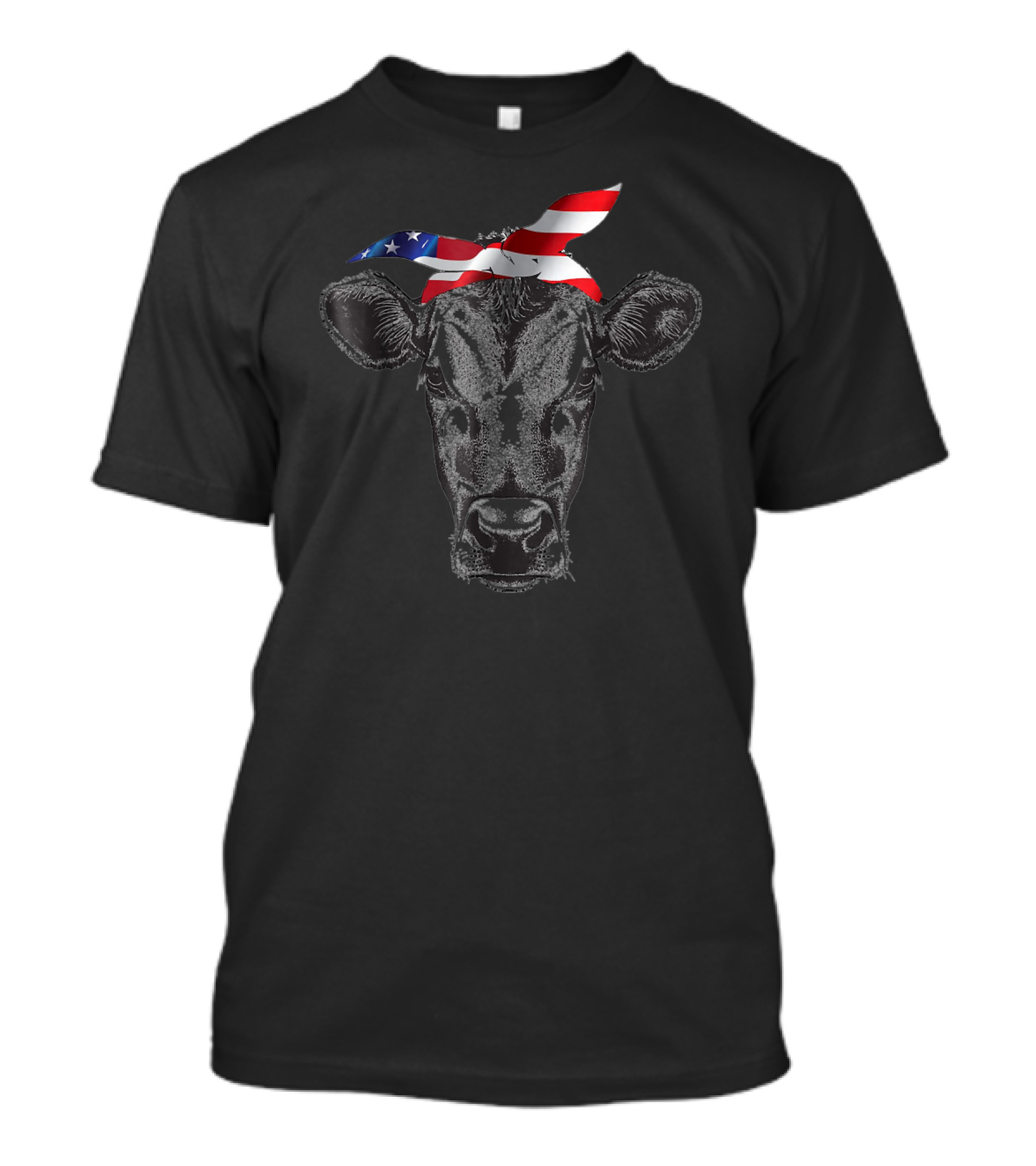 American Flag Bandana Heifer USA Cow Head Sublimation T-Shirt