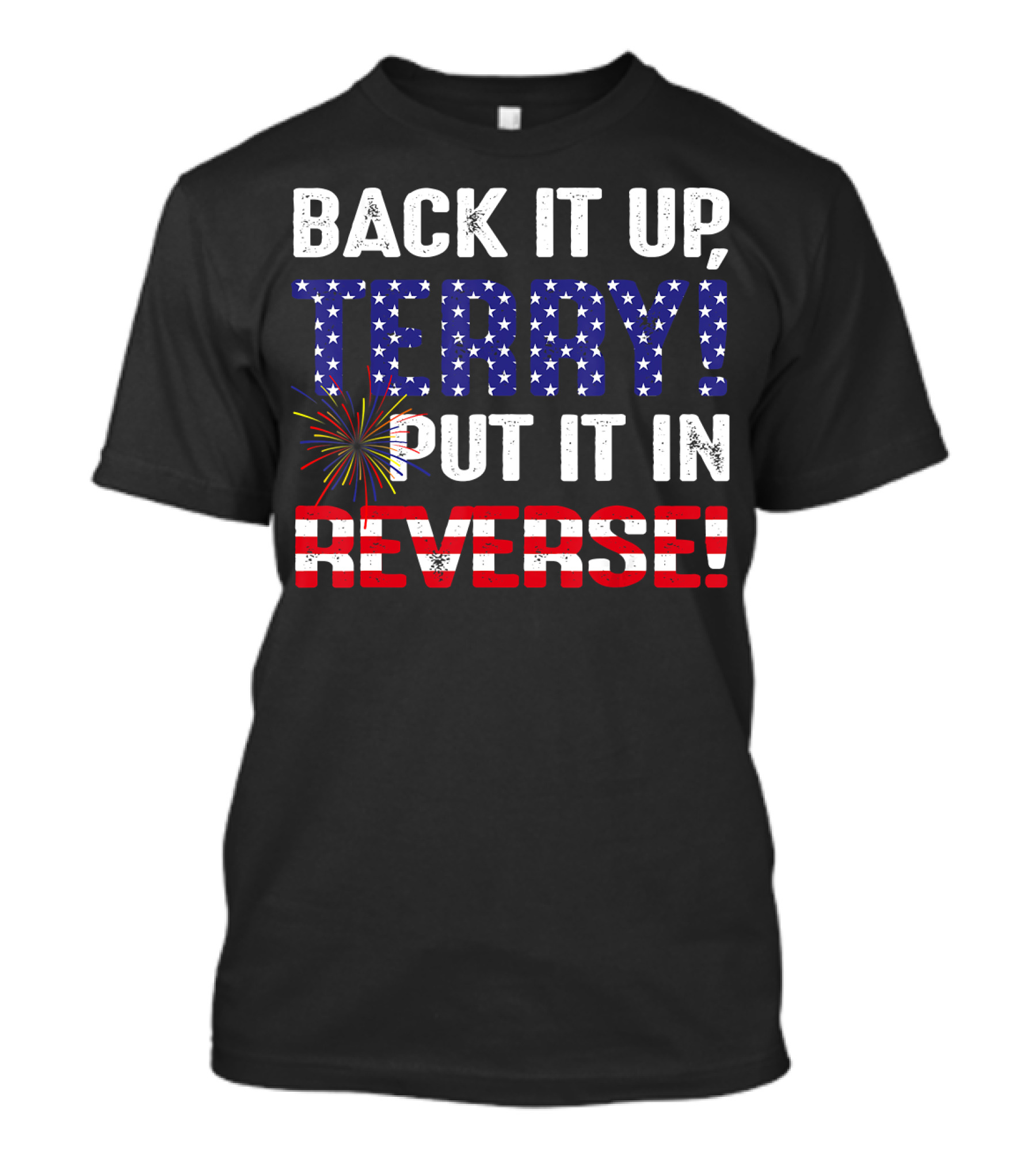 Back It Up Terry Put It In Reverse US Flag Stars And Stripes Firework T-Shirt