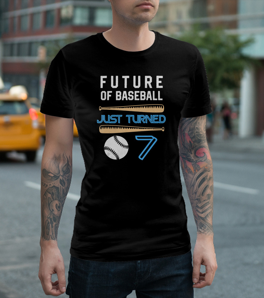 Future Of Baseball Just Turned 7 Boys Birthday Funny Seven T-Shirt