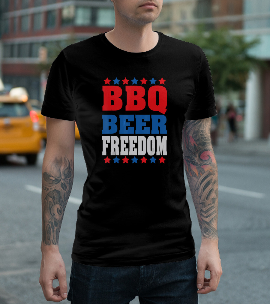 BBQ Beer Freedom Stars Red White Blue T-Shirt