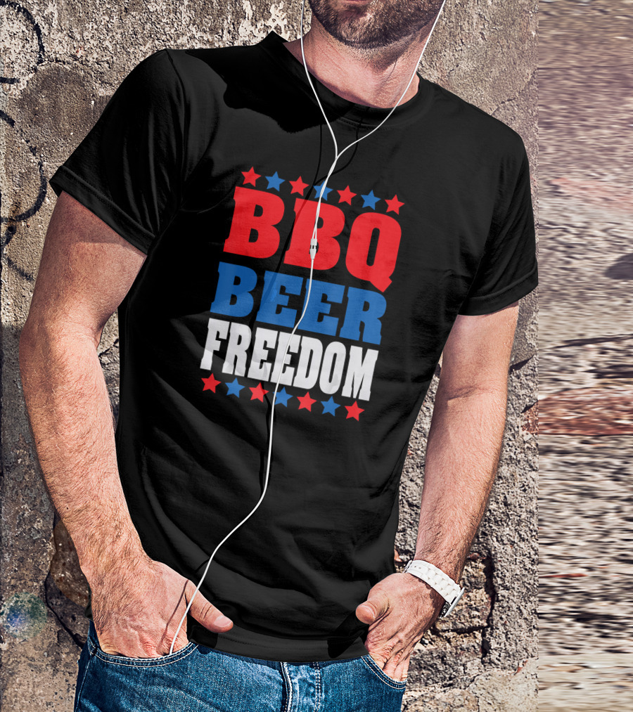 BBQ Beer Freedom Stars Red White Blue T-Shirt