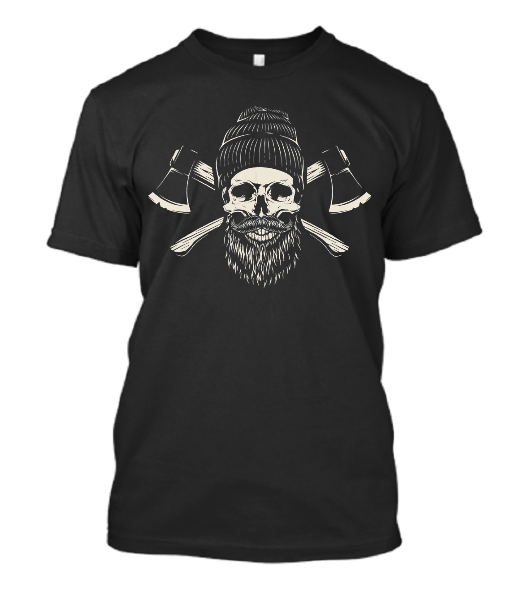 Bearded Lumberjack Skull With Crossed Axes T-Shirt