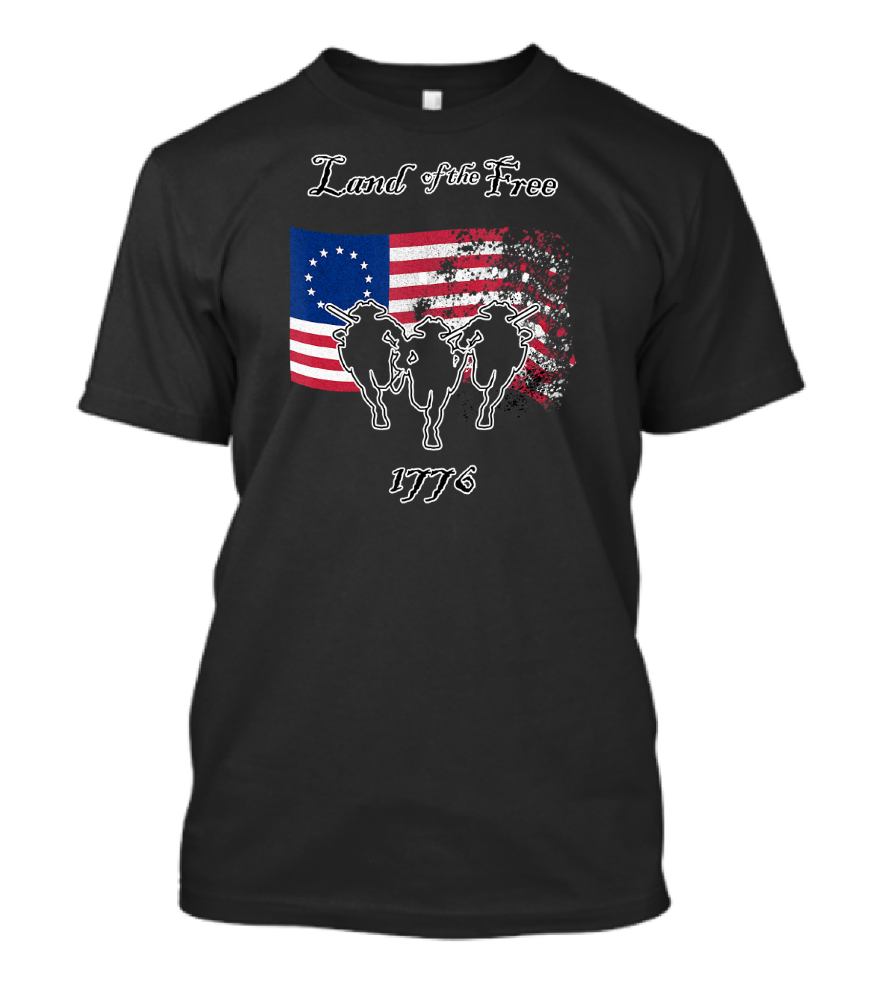 Land Of The Free 1776 Betsy Ross Flag With Soldiers T-Shirt