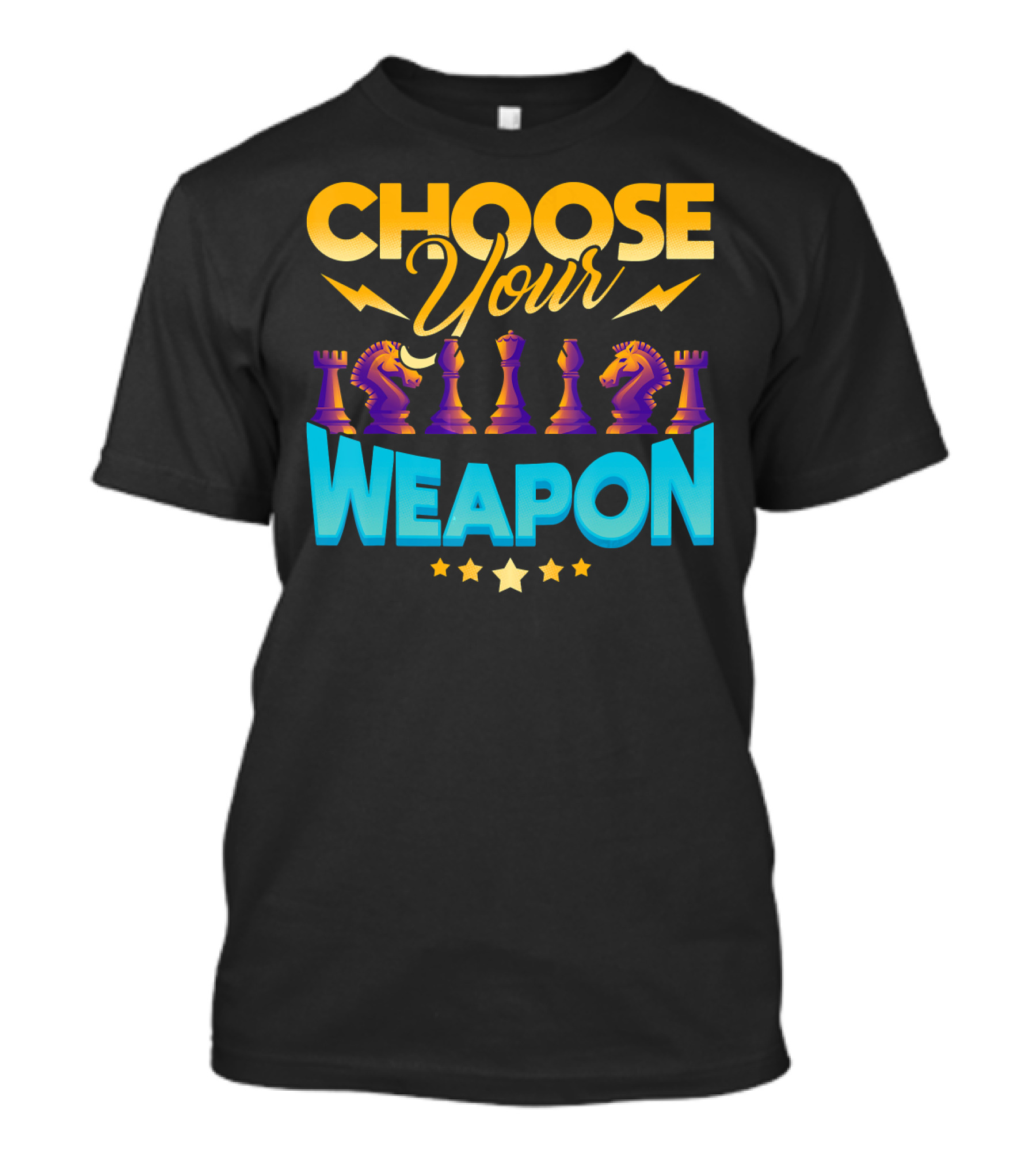 Choose Your Weapon Chess Game Pieces Stars T-Shirt