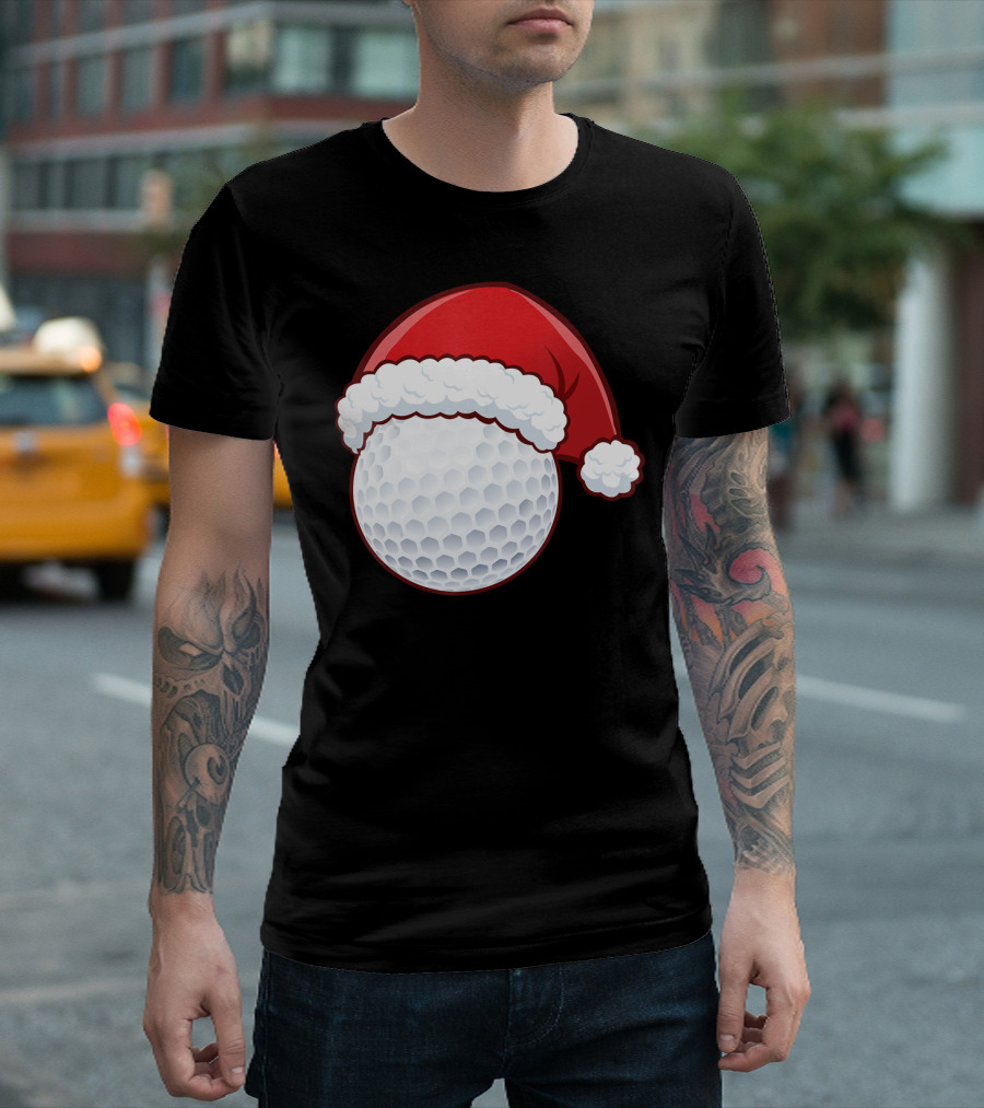 Santa Hat Golf Ball Christmas T-Shirt