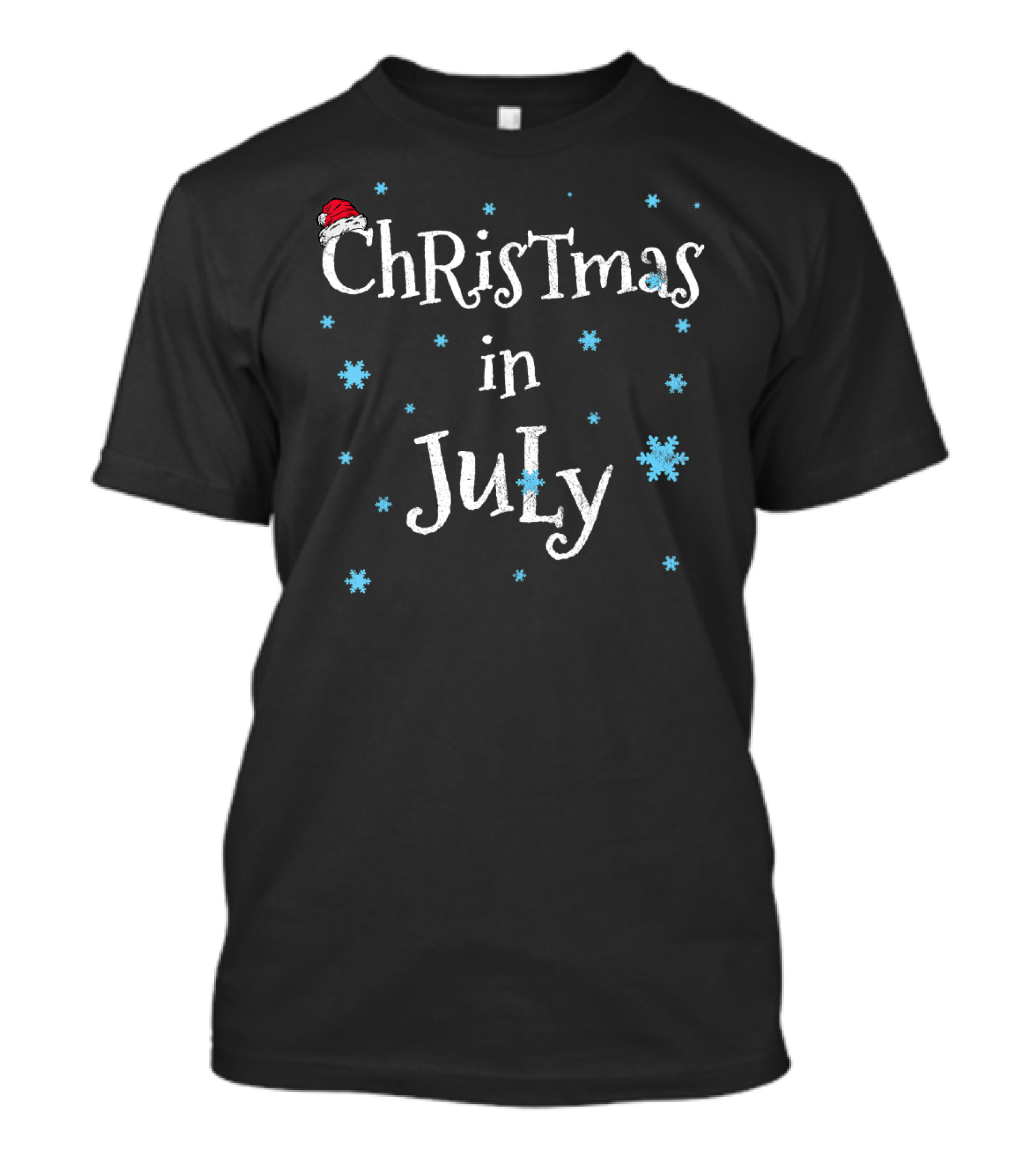 Christmas In July Santa Hat Snowflakes T-Shirt