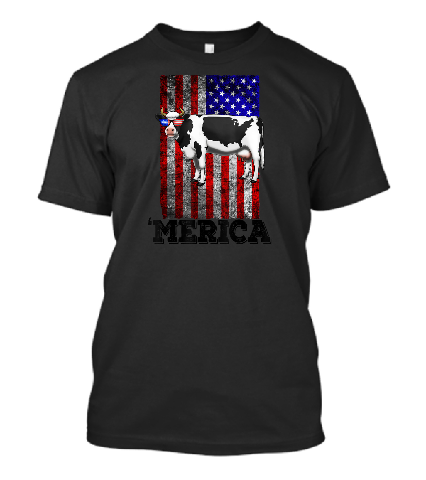 Cow 'Merica 4th Of July Patriotic American Flag Glasses牛 T-Shirt