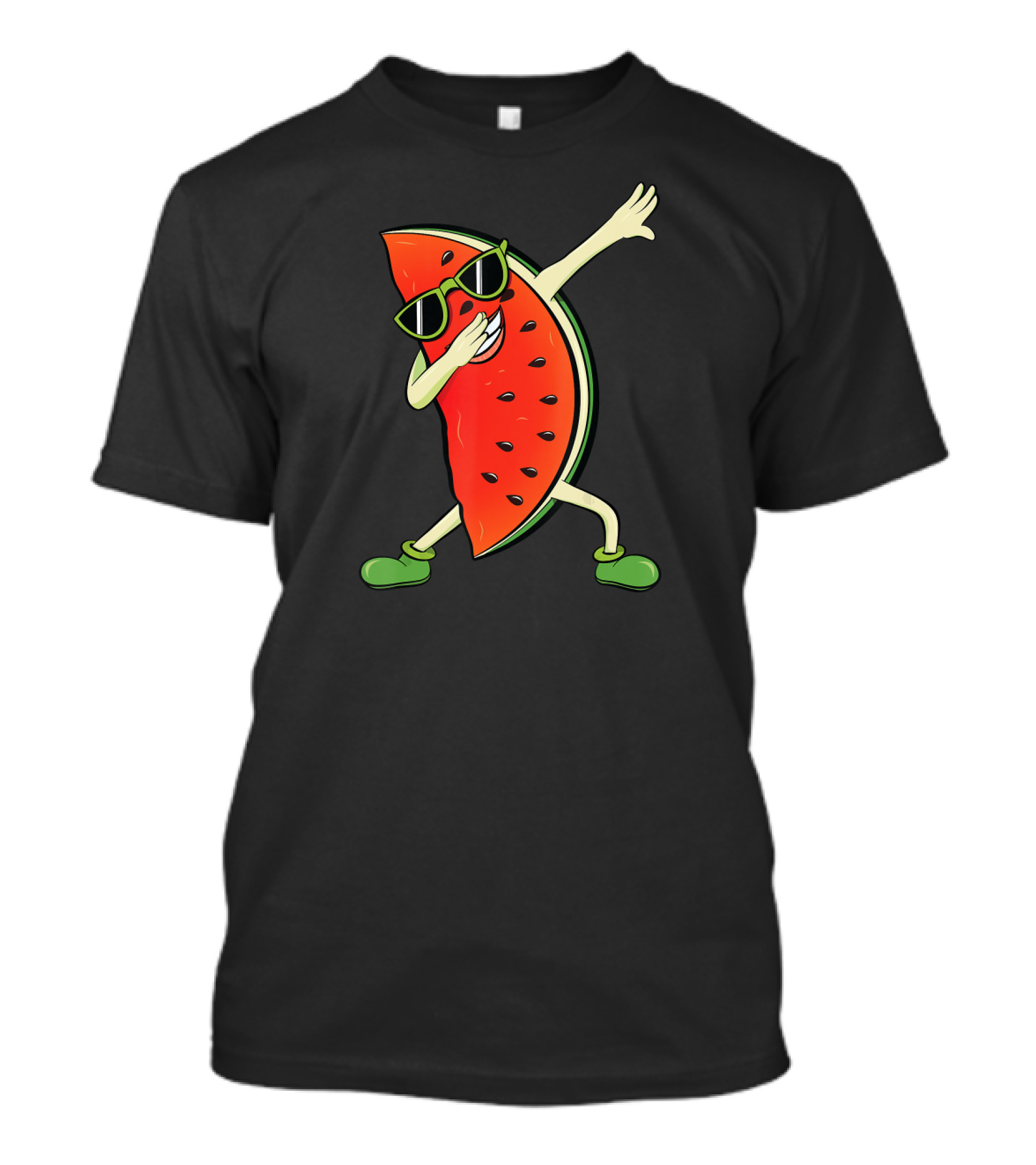 Kawaii Dabbing Watermelon Slice With Sunglasses Summer Melon T-Shirt