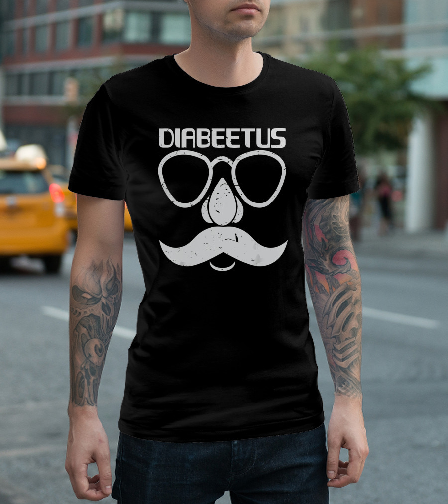 Diabeetus Glasses Mustache Beard Diabetes Awareness T-Shirt