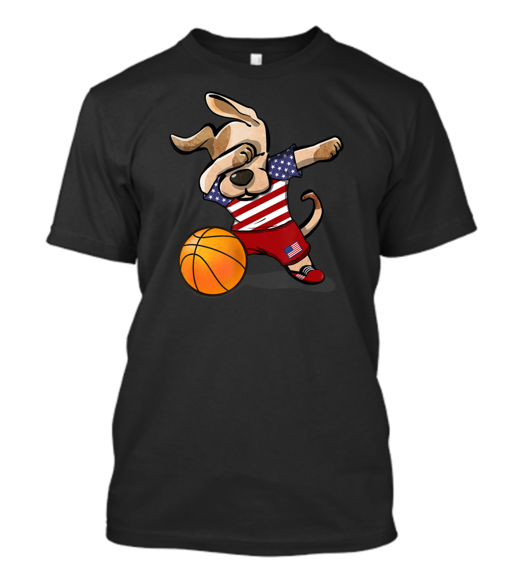 Dog Dabbing American Flag Basketball USA Sports T-Shirt